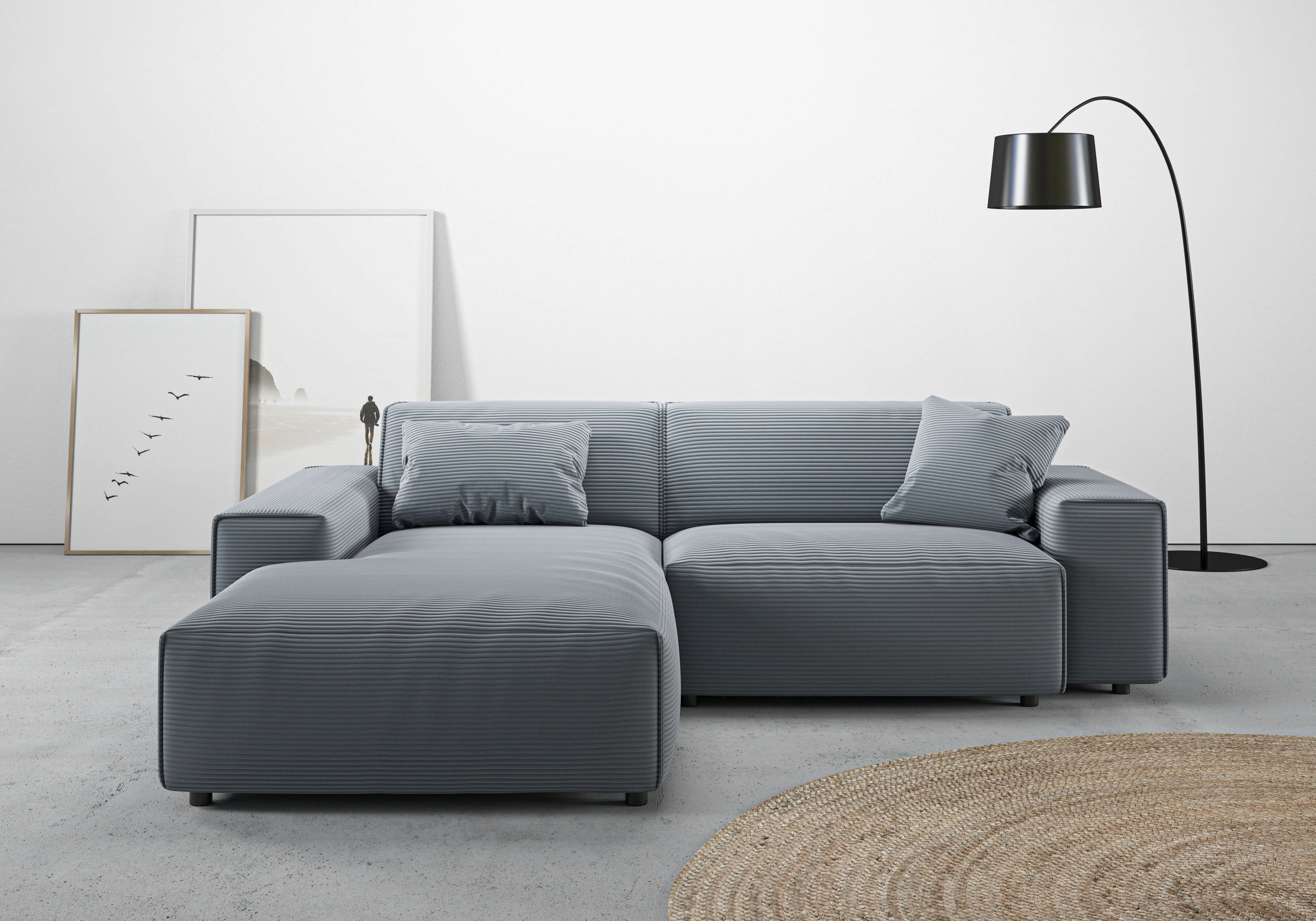 Home affaire Ecksofa "Glimminge L-Form auch in Breitcord, Feincord + Easy care-Bezug," Breite 234, Zierkissen