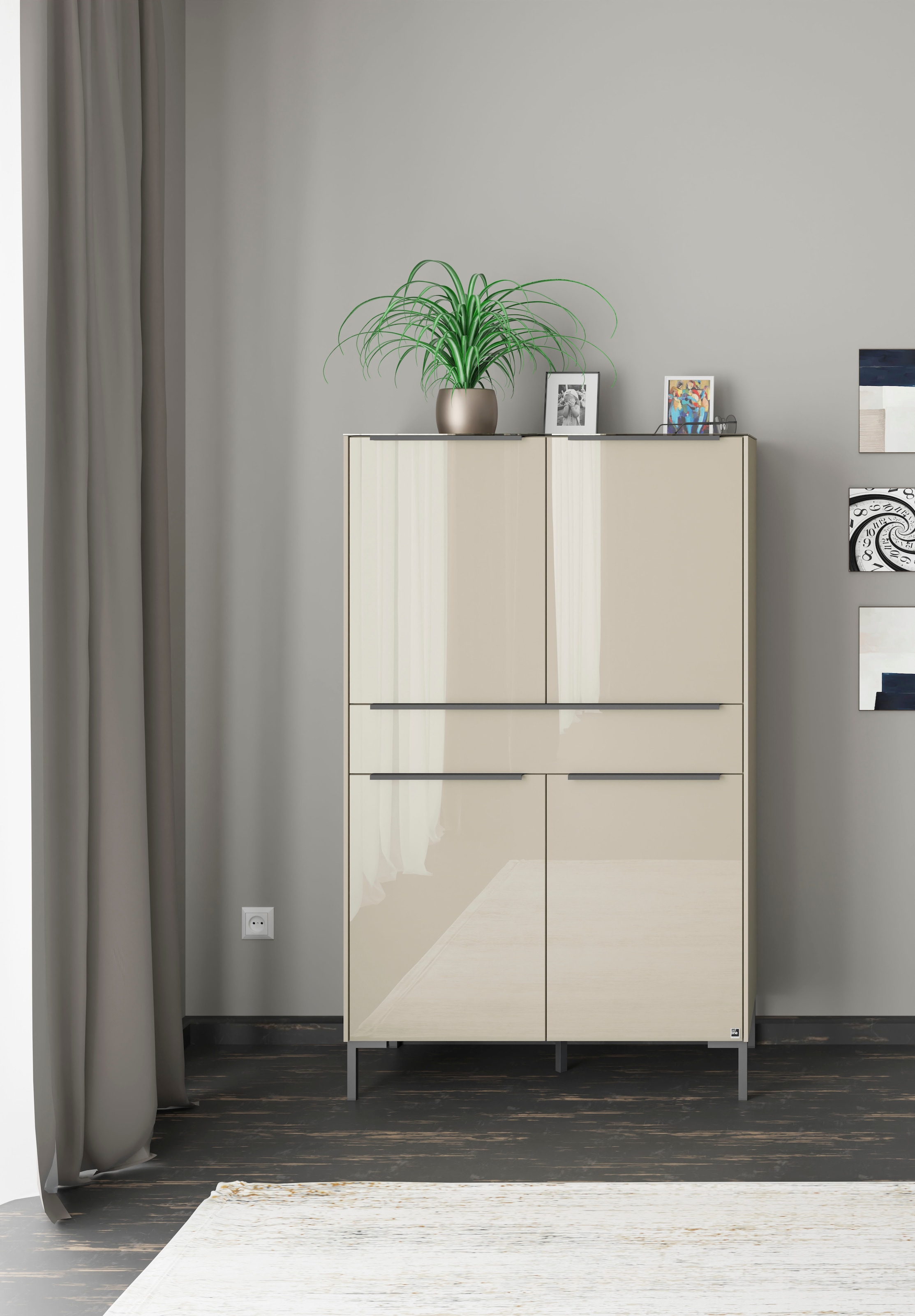 set one by Musterring Highboard "Reno" 1 Stk. tlg. Mit Winkelfuß in diversen Farben, 154 cm Höhe & Farbauswahl