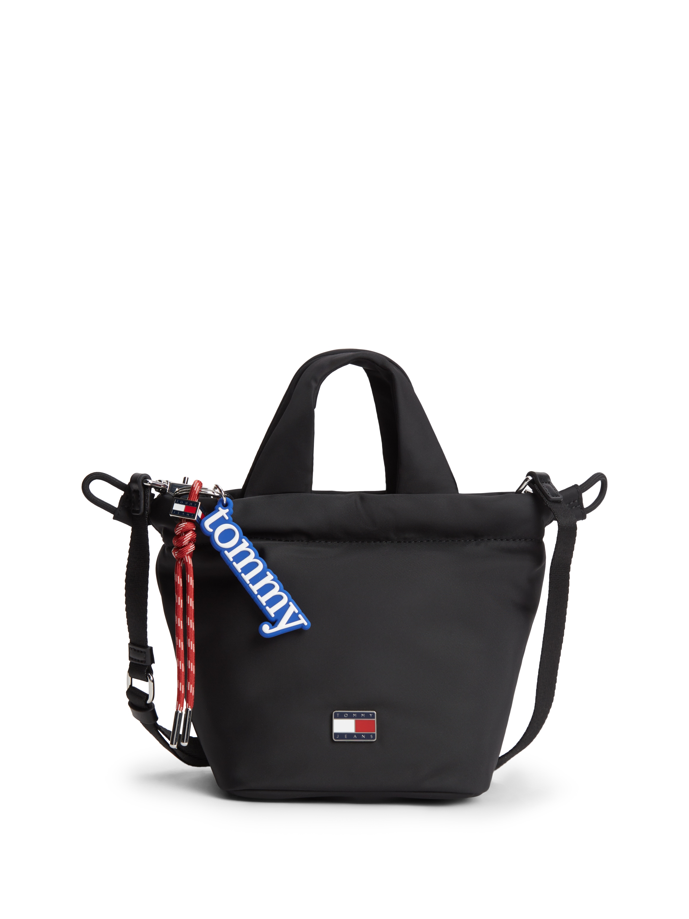 Tommy Jeans Handtasche "TJW ICON CHARMS BUCKET BAG" Damen Tragetasche, Umhängetasche mit abnehmbarem Schlüsselanhänger