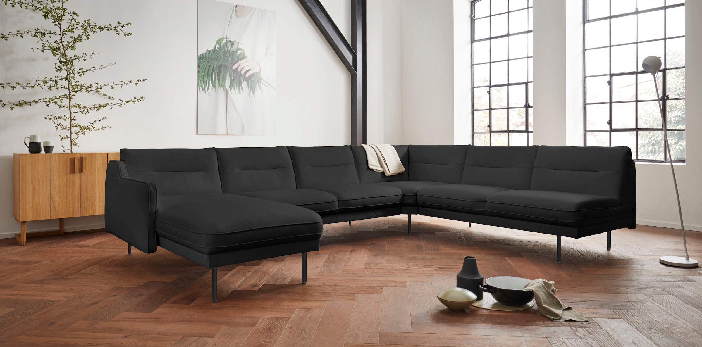 Home affaire Wohnlandschaft "Nordfyn U-Form" edles Design in 3 Bezugsqualit günstig online kaufen