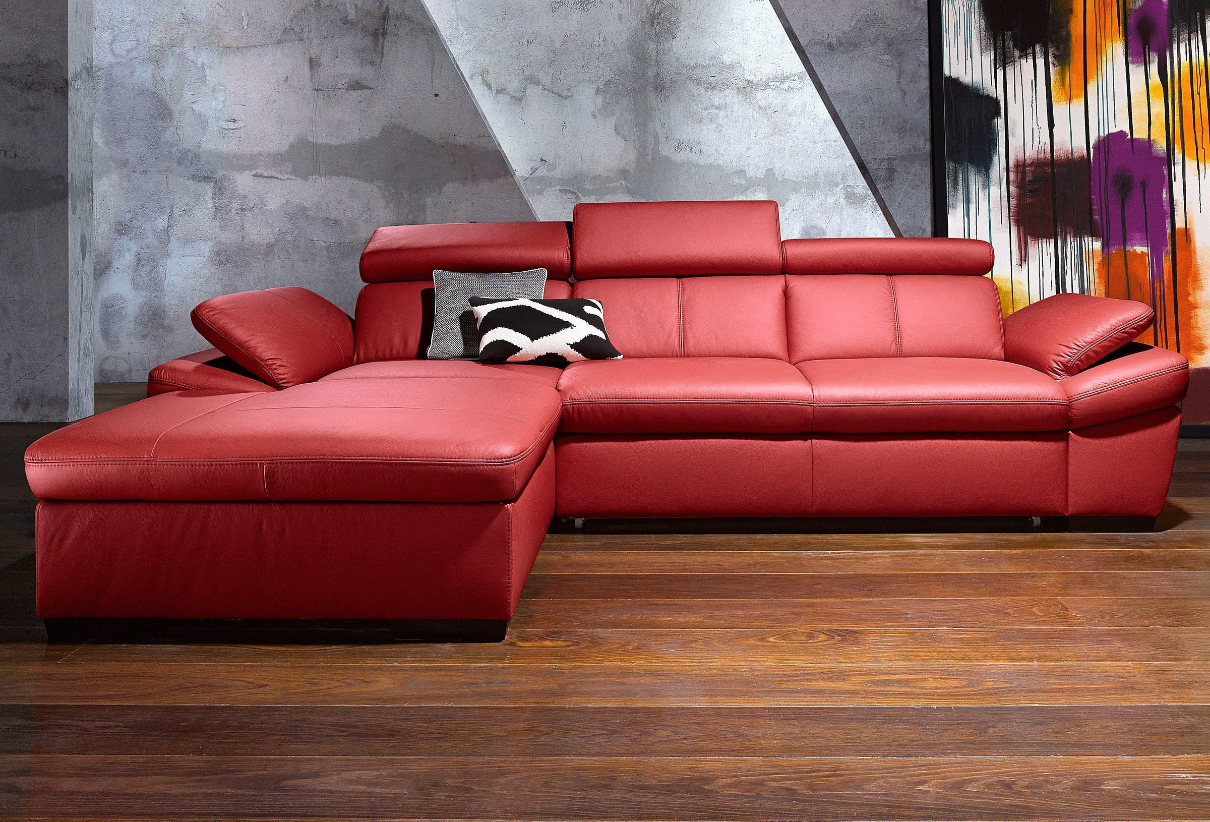 exxpo - sofa fashion Ecksofa »Salerno, klassisch modernes Funktionssofa, hoher Sitzkomfort, L-Form«, inkl. Kopf- und Armteilverstellung, wahlweise mit Bettfunktion