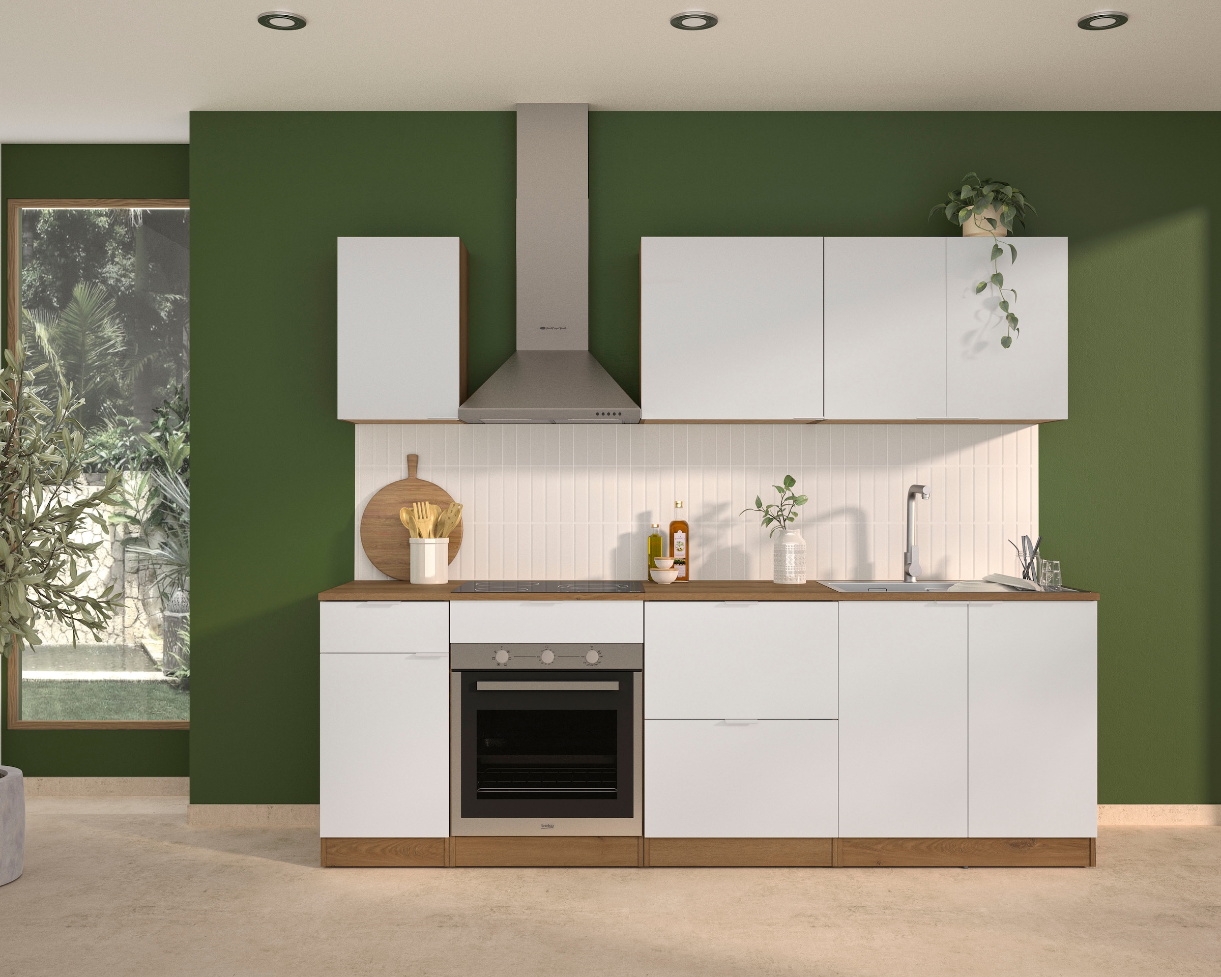 Gami Küchenzeile "240 cm EDEN ohne E-Geräte" mit melaminbeschichteter Oberf günstig online kaufen