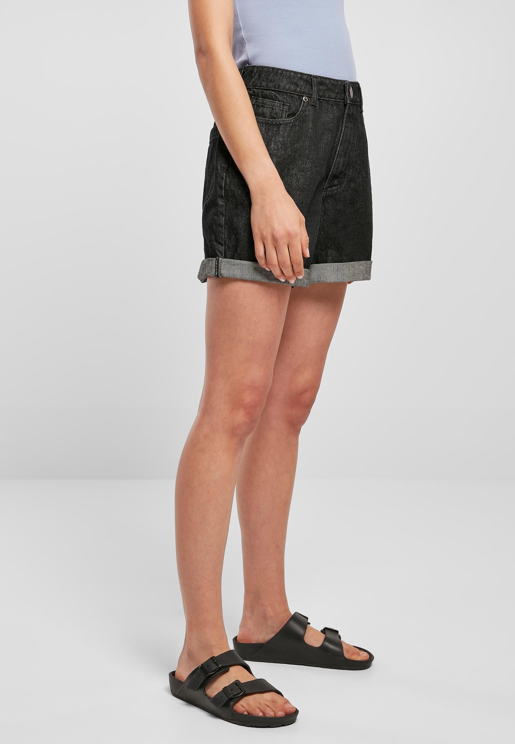 URBAN CLASSICS Stoffhose »Urban Classics Damen Ladies High Waist Boyfriend Shorts«, (1 tlg.)