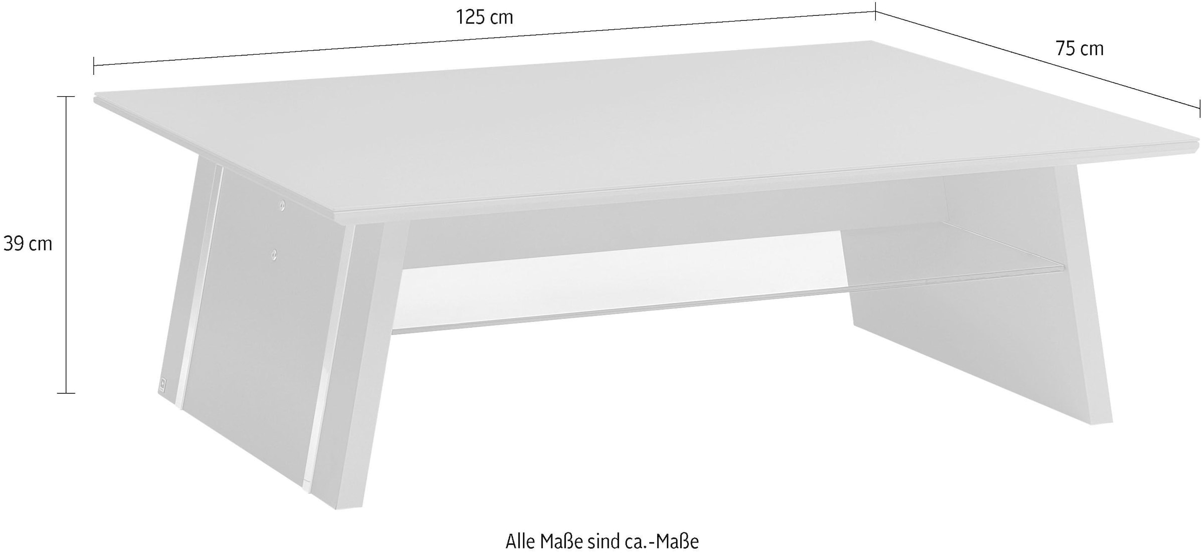 LEONARDO Couchtisch »CUBE«, mit Ablage, mit feinen Chromakzenten, Breite 125 cm