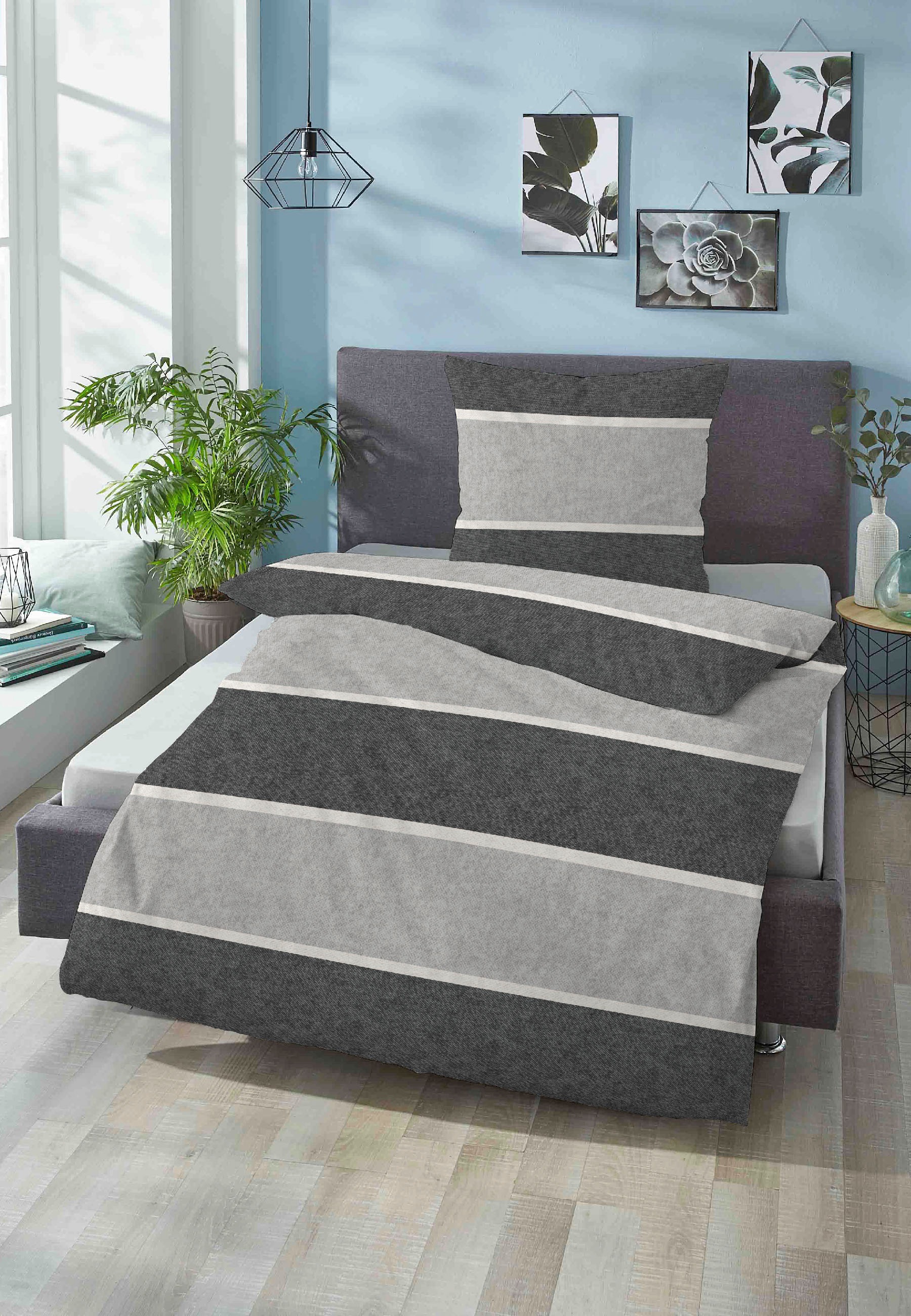 Biberna Bettwäsche "Jonas" 2 Stk. tlg. kuschelig warm, weich, pflegeleicht, günstig online kaufen