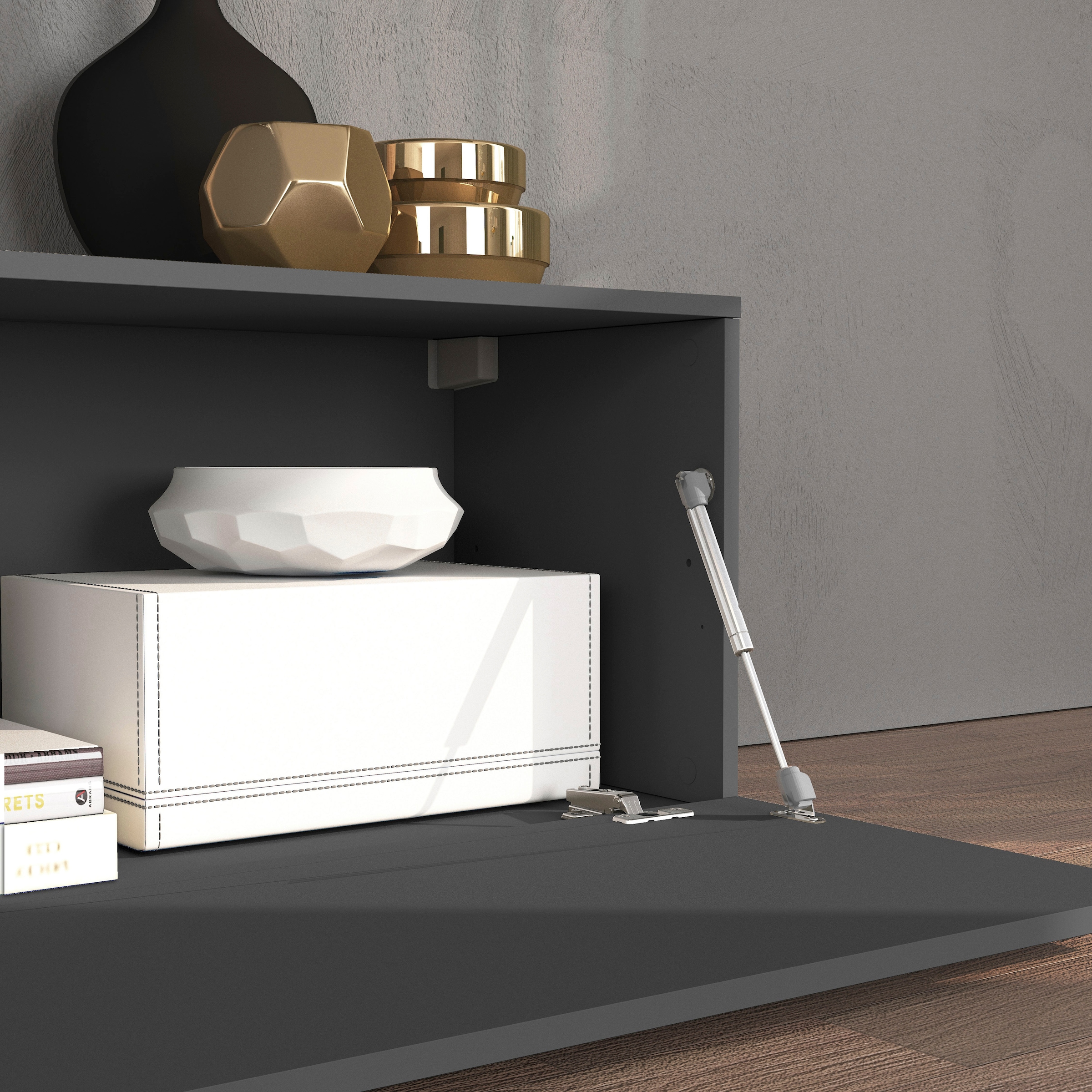 OTTO home Lowboard »Chronos TV-Board, T-Schrank« Breite verstellbar von 180 bis 290 cm, 1 Stk. tlg. Breite 240 cm TV-Board,Lowboard,1 Klappe und ein L-Förmiger Aufsatz