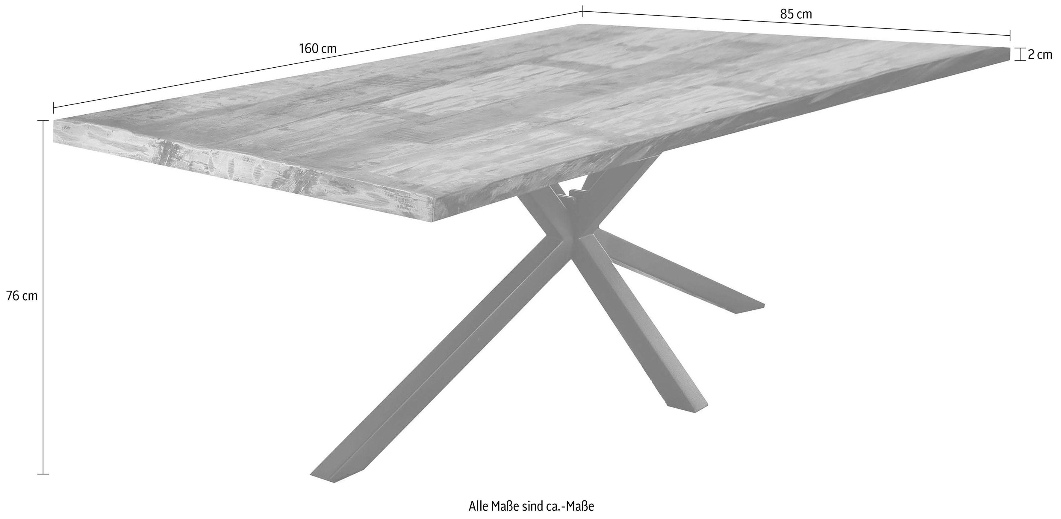 SIT Esstisch "Riga Altholz Massivholz mit Stern-Gestell & Unikat-Charakter" Massives Altholz mit markantem Stern-Gestell