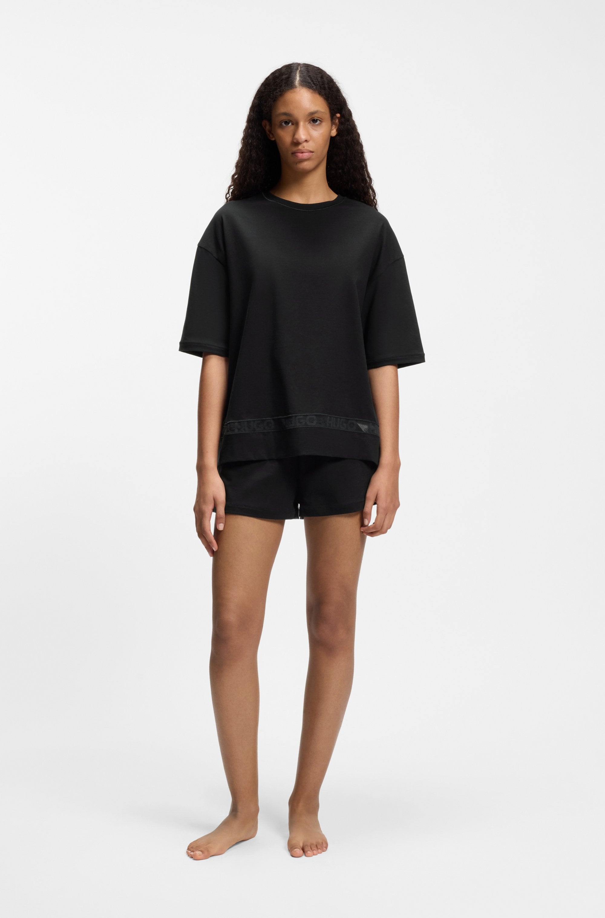 HUGO Underwear Pyjama »MESH LOGO SHORT-SET« Set, 2 Stretch-Baumwolle im Relaxed Fit