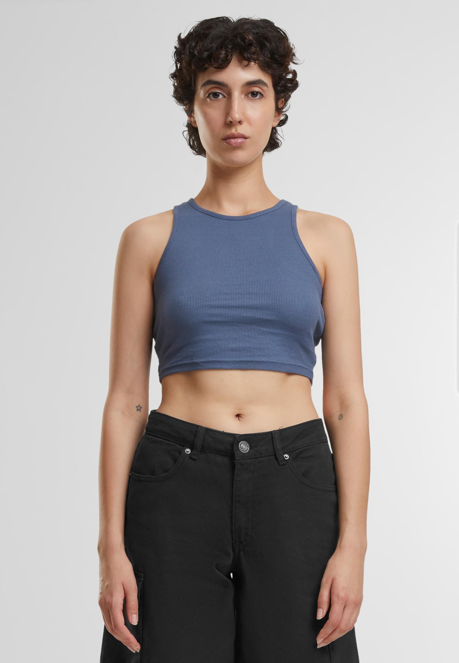 URBAN CLASSICS Muskelshirt »Urban Classics Damen Ladies Cropped Rib Top«, (1 tlg.)
