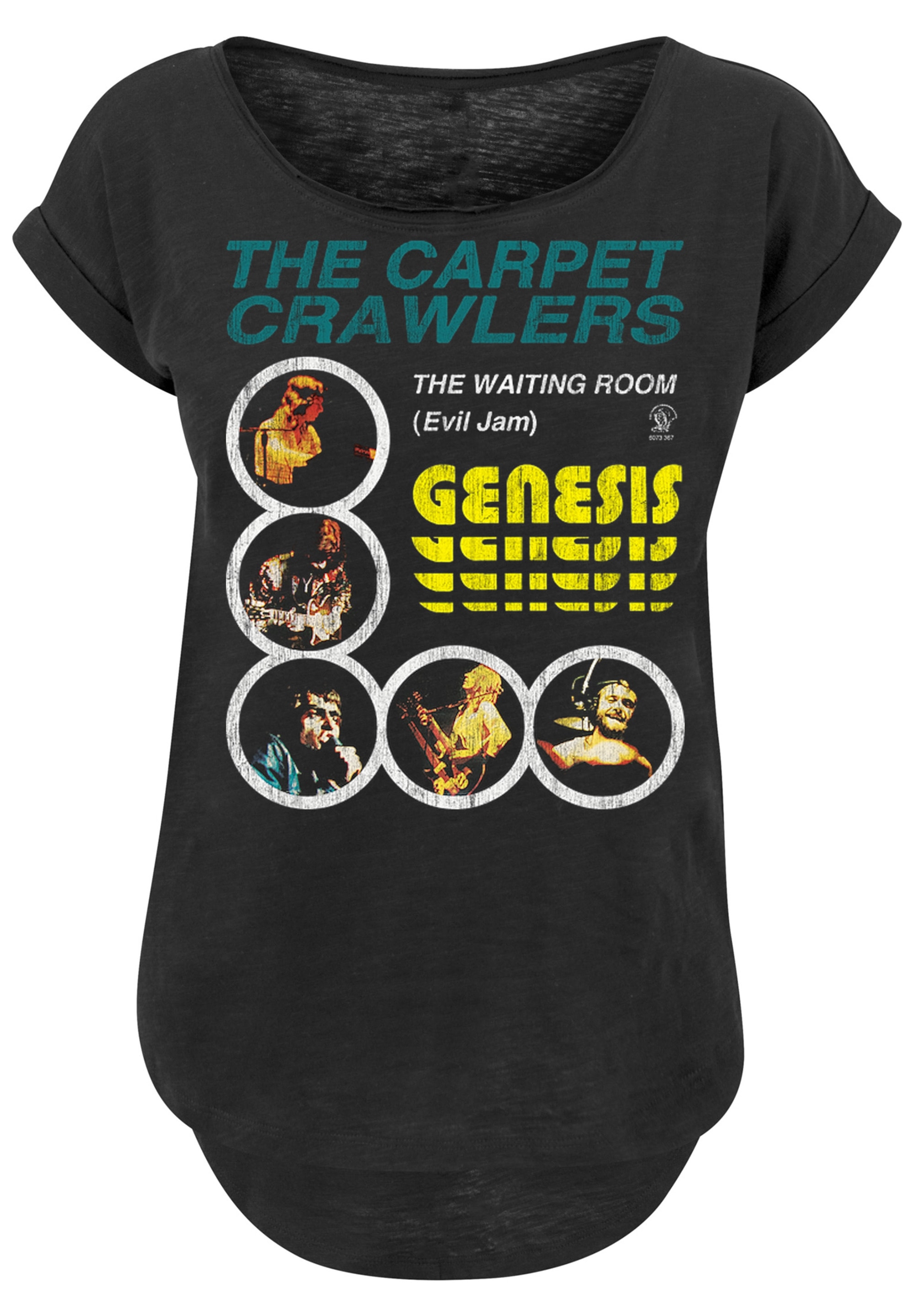 F4NT4STIC T-Shirt »Long Cut T-Shirt 'Genesis The Carpet Crawlers'«, Damen,Premium Merch,Lang,Longshirt,Bandshirt