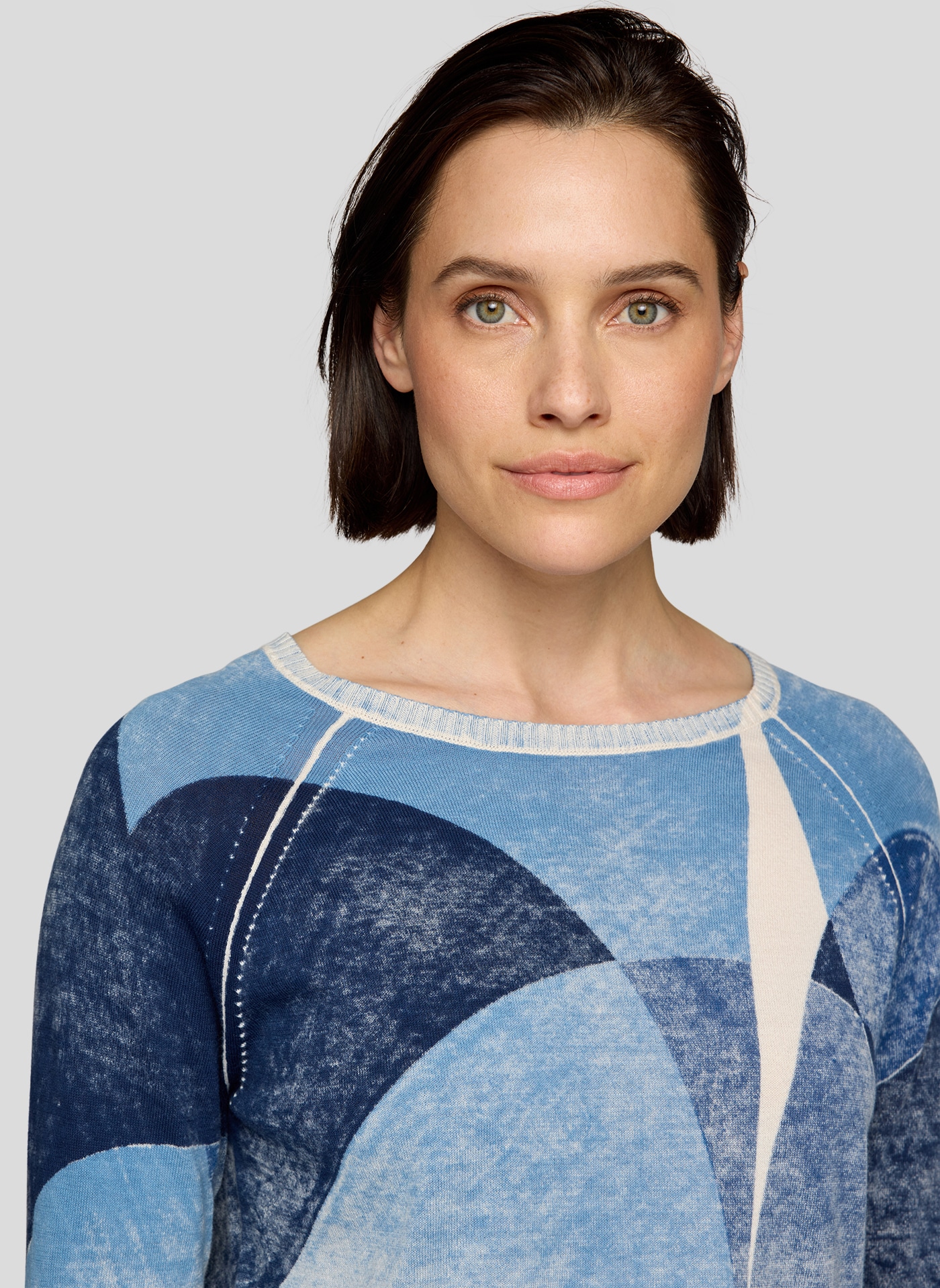 Rabe 3/4 Arm-Pullover mit Rundhalsausschnitt / Grafischer Print / Glitzer-Details