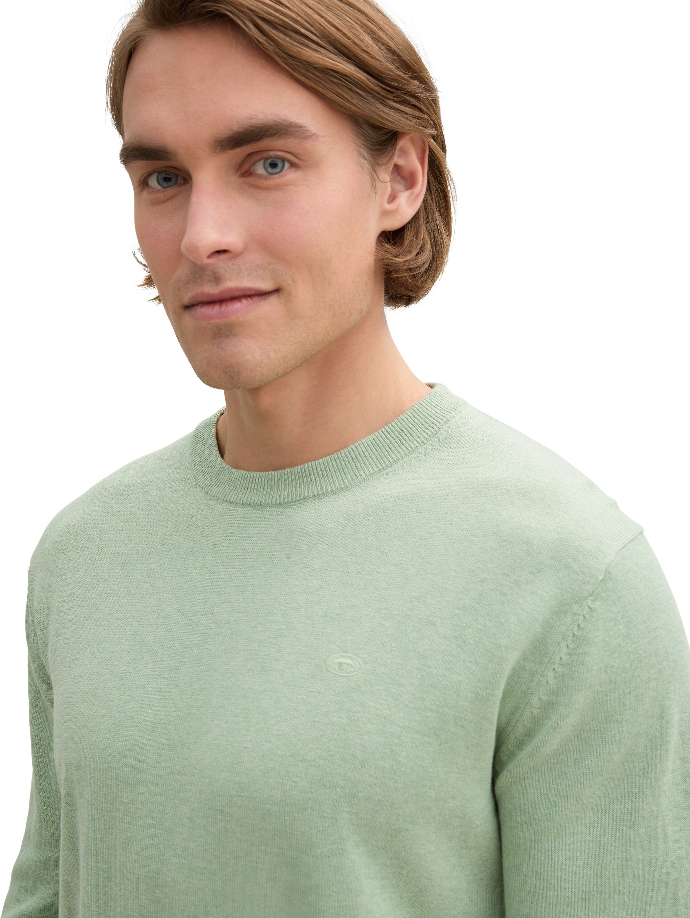 TOM TAILOR Rundhalspullover, mit Logostickerei