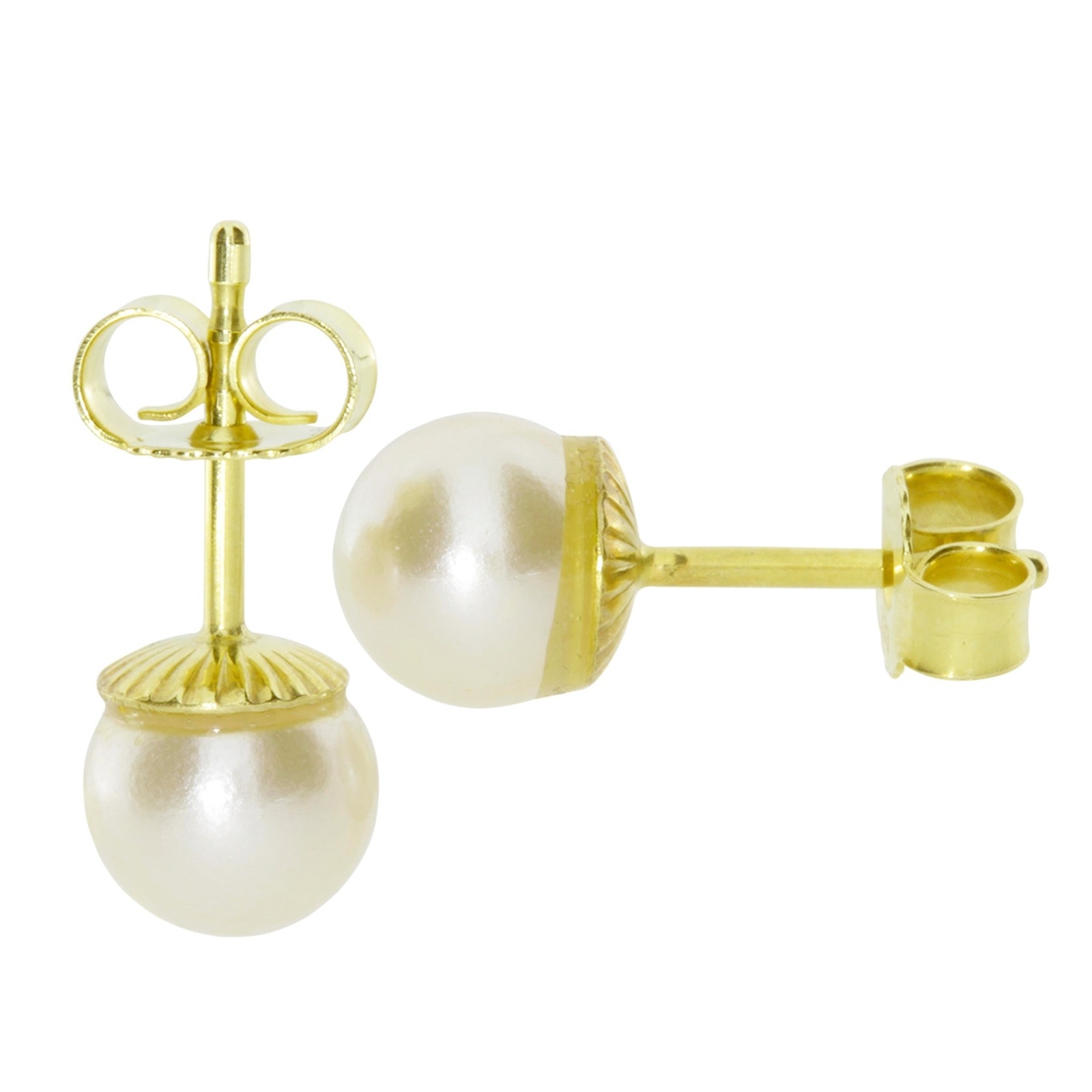 OSTSEE-SCHMUCK Paar Ohrstecker »- Klassisch 7 mm - Gold 333/000 - Wachsperle«