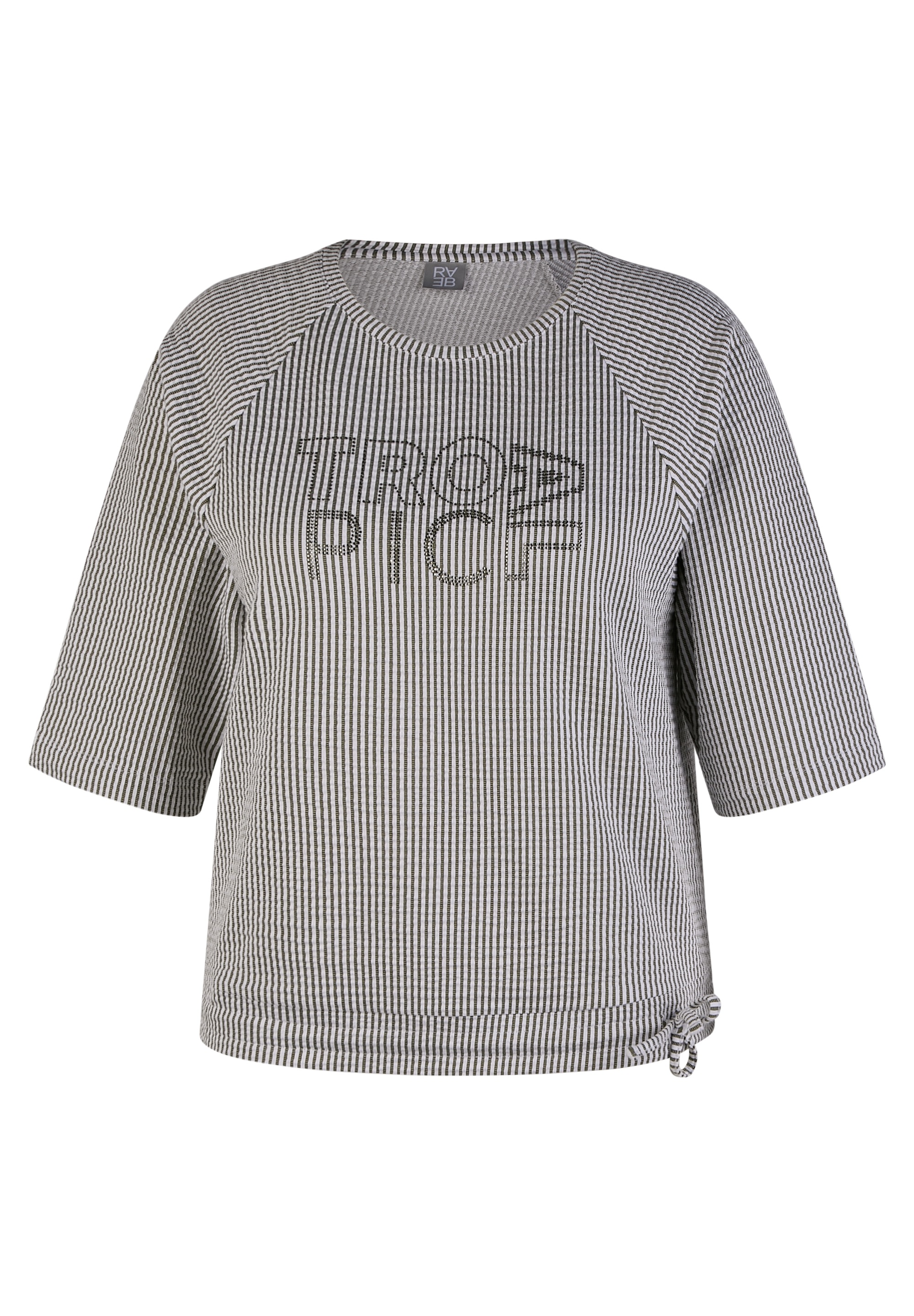 Rabe Kurzarmshirt, im Streifen-Look und mit Bindung am Saum