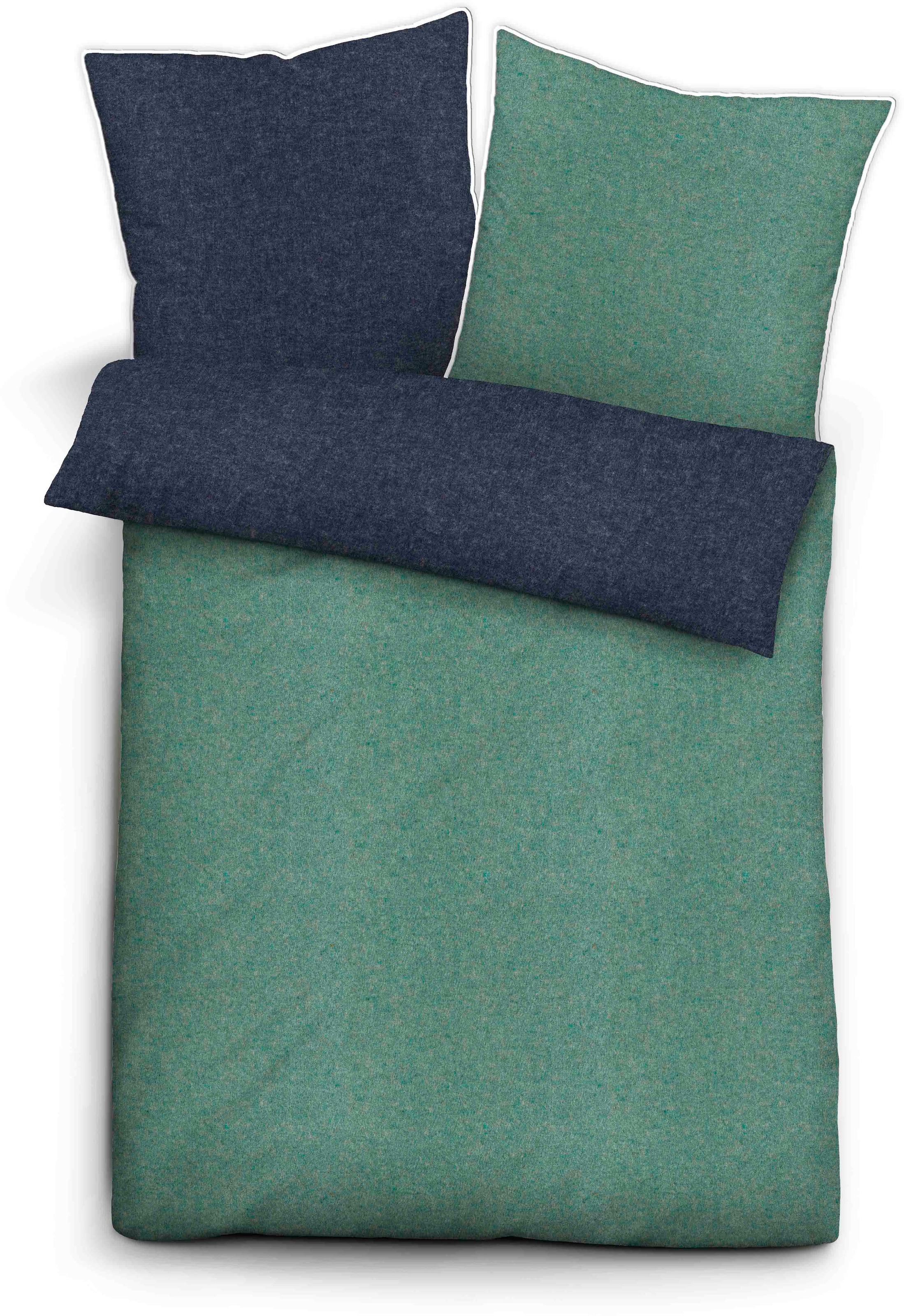 Biberna Wendebettwäsche "Hermal" 3 Stk. Flanell in Melangeoptik, Winterbett günstig online kaufen