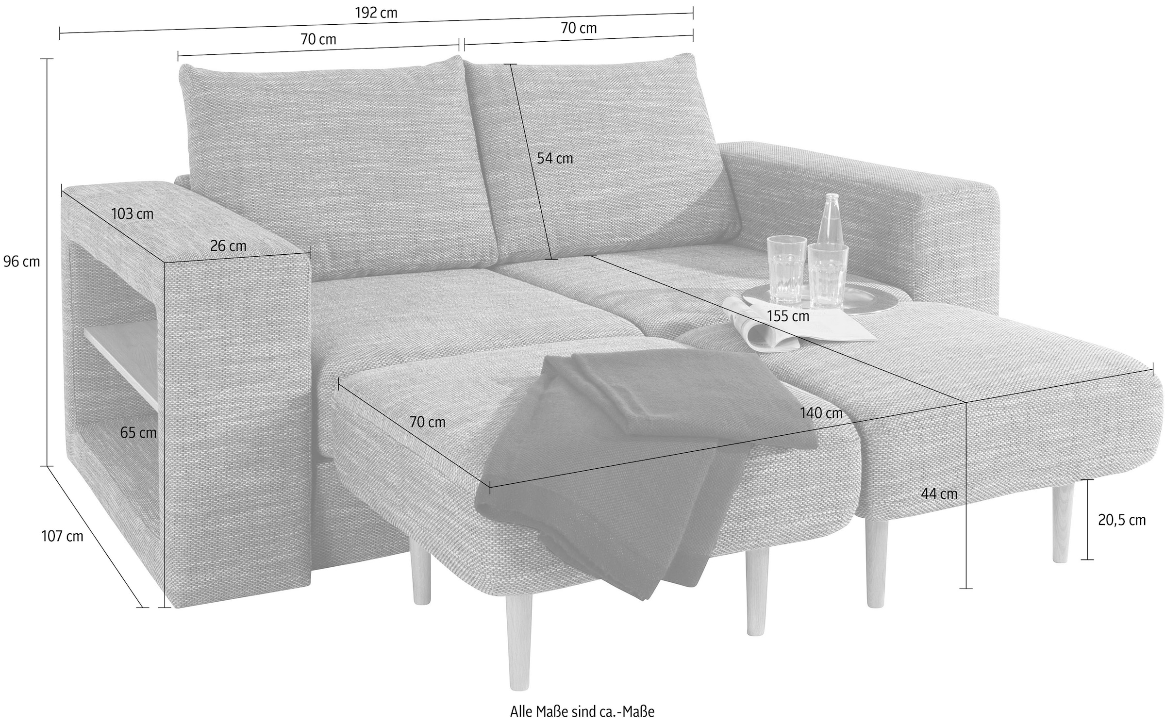 LOOKS by Wolfgang Joop 2,5-Sitzer »Looksvb«, Verwandlungssofa: aus Sofa wird Sofa mit 2 Hockern, mit Regalfunktion