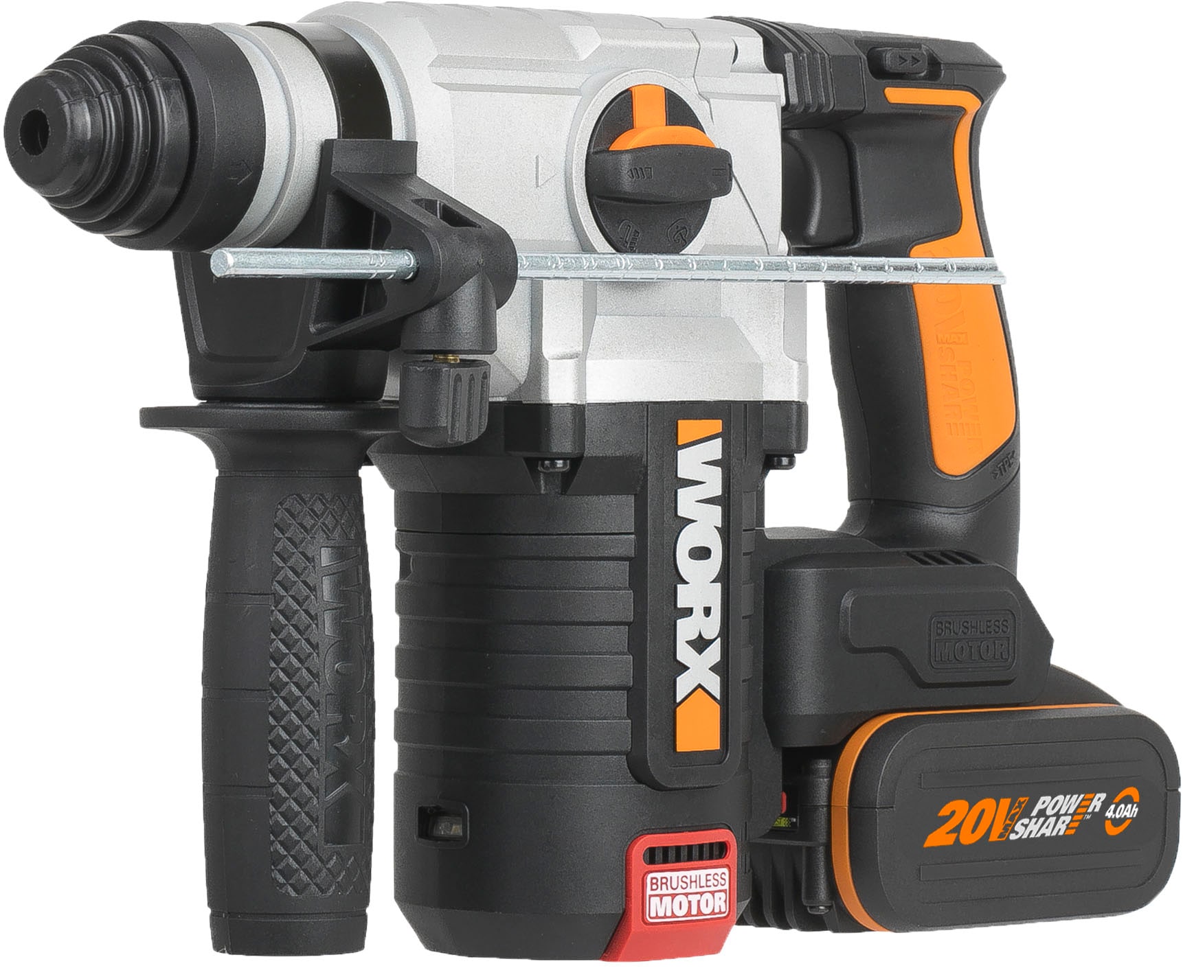 Worx Akku-Bohrhammer »NITRO WX380«, (Set), 3-IN-1, bürstenloser Motor, inkl. 2 Akkus & Ladegerät