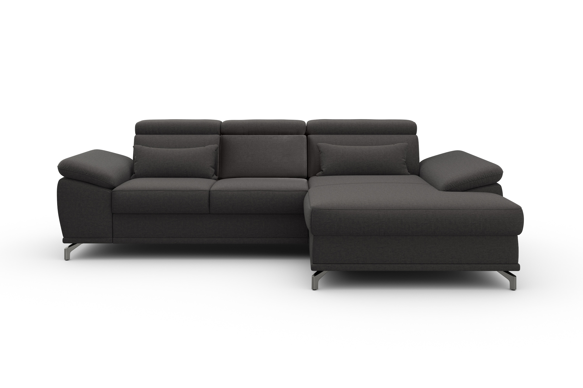 sit&more Ecksofa »Cabrio L-Form, mit Sitztiefenverstellung, Arm- und Kopfteilverstellung«, 2 Nierenkissen, Federkern, optional Bettfunktion und Stauraum