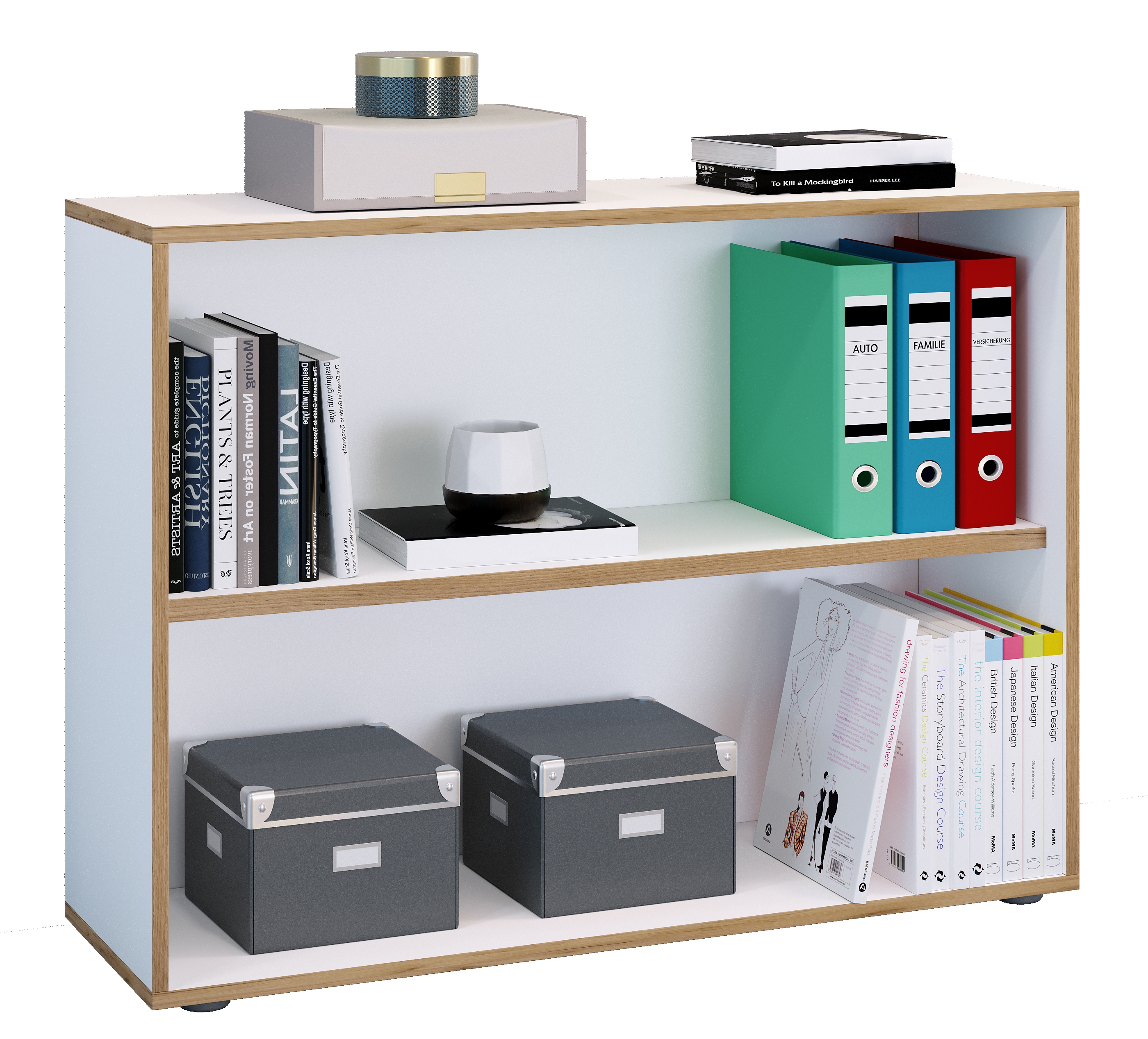 VCM Bücherregal "Holz Büro Regal Bücher Ordner Aktenregal Salia 2f" 1 Stk. tlg.
