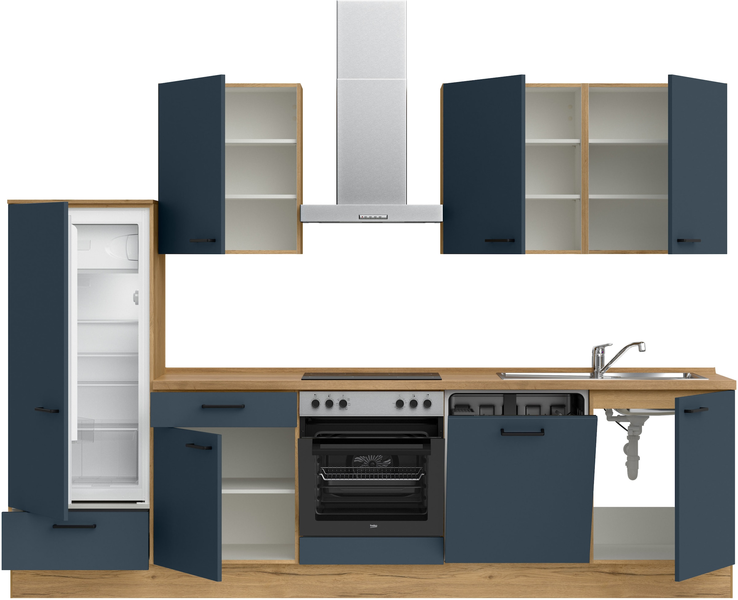 nobilia® Küchenzeile »"Easytouch I"«, vormontiert, Ausrichtung wählbar, Breite 300 cm, wahlw. mit E-Geräten