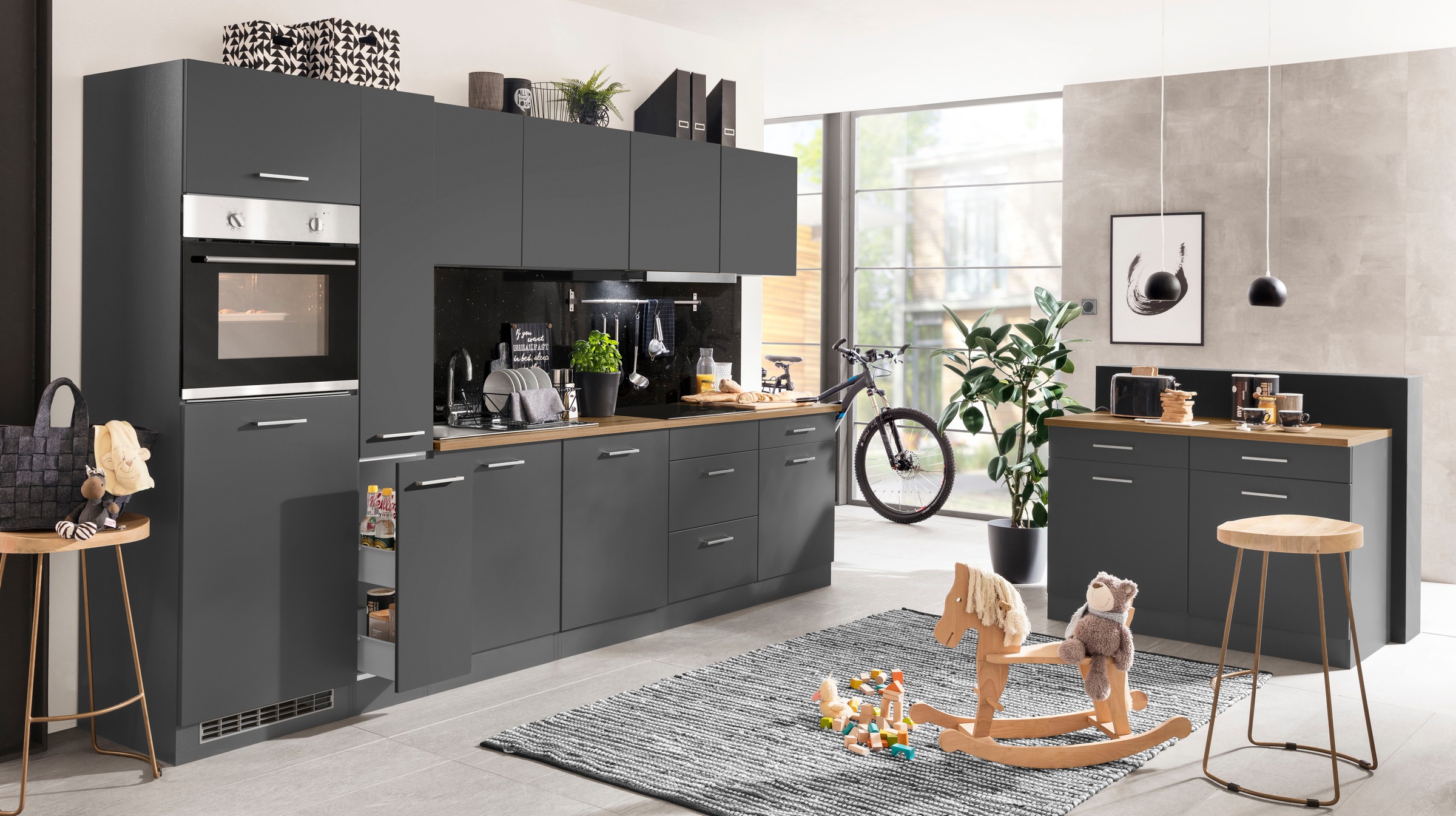 KOCHSTATION Küchenzeile »KS-Kehl«, mit E-Geräten, Breite 330 cm, inkl. Kühlschrank und Geschirrspüler