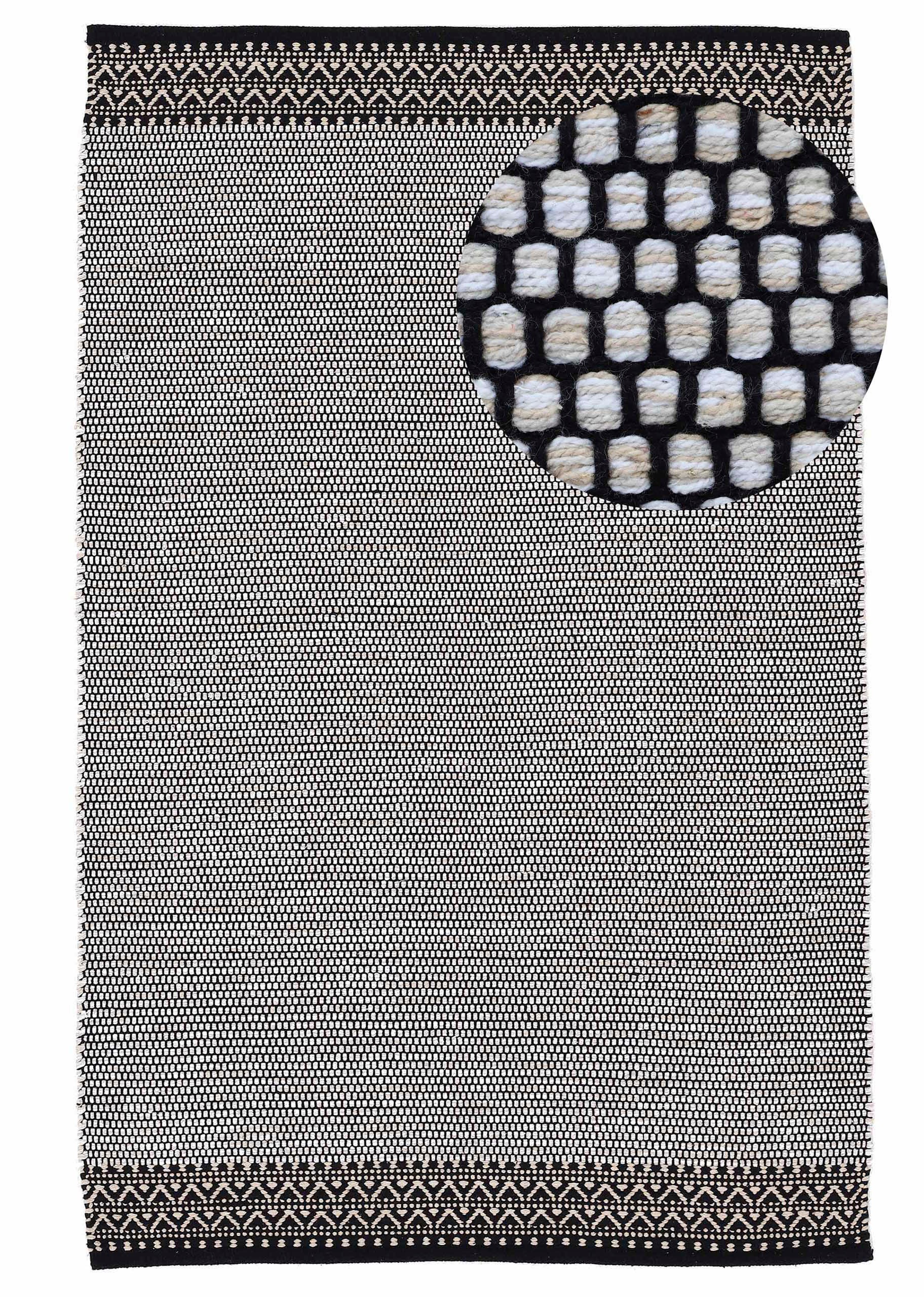 Teppich CARPETFINE "Kelim Mia, auch als Läufer erhältlich", beige, B:60cm H:6mm L:110cm, Baumwolle, Teppiche, Teppich, handgewebt, Baumwolle, Wendeteppich, Fleckerl, Bordüre, Wohnzimmer