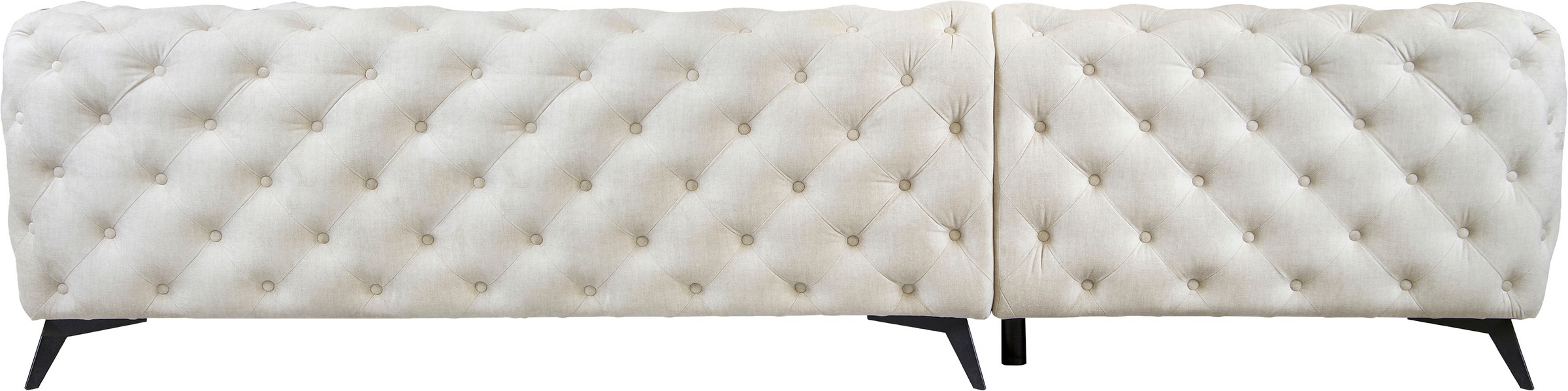 Leonique Chesterfield-Sofa »Ecksofa GLYNIS L-Form mit Wellenunterfederung, Maße B/T/H 323/264/75cm«, aufwändige Knopfheftung, moderne Chesterfield Optik, Fußfarbe wählbar