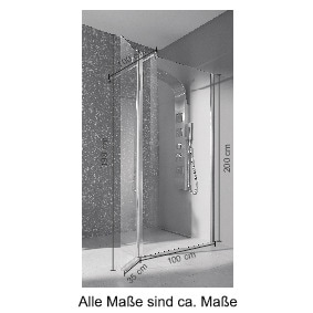 welltime Walk-in-Dusche »Mailand«, in 3 verschiedenen Breiten (90,100, 120cm), 6mm Sicherheitsglas