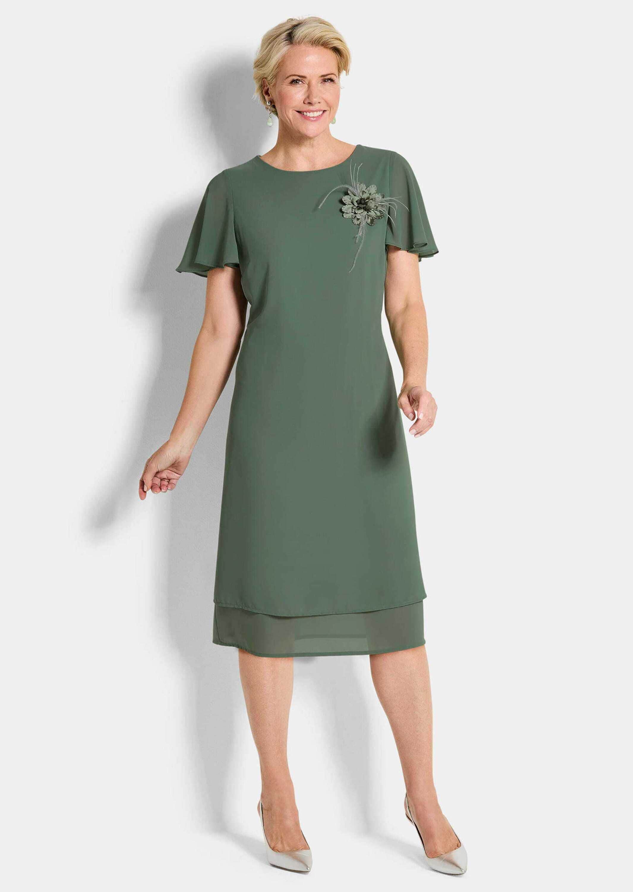 GOLDNER Sommerkleid »Elegantes Chiffon-Kleid mit Brosche«