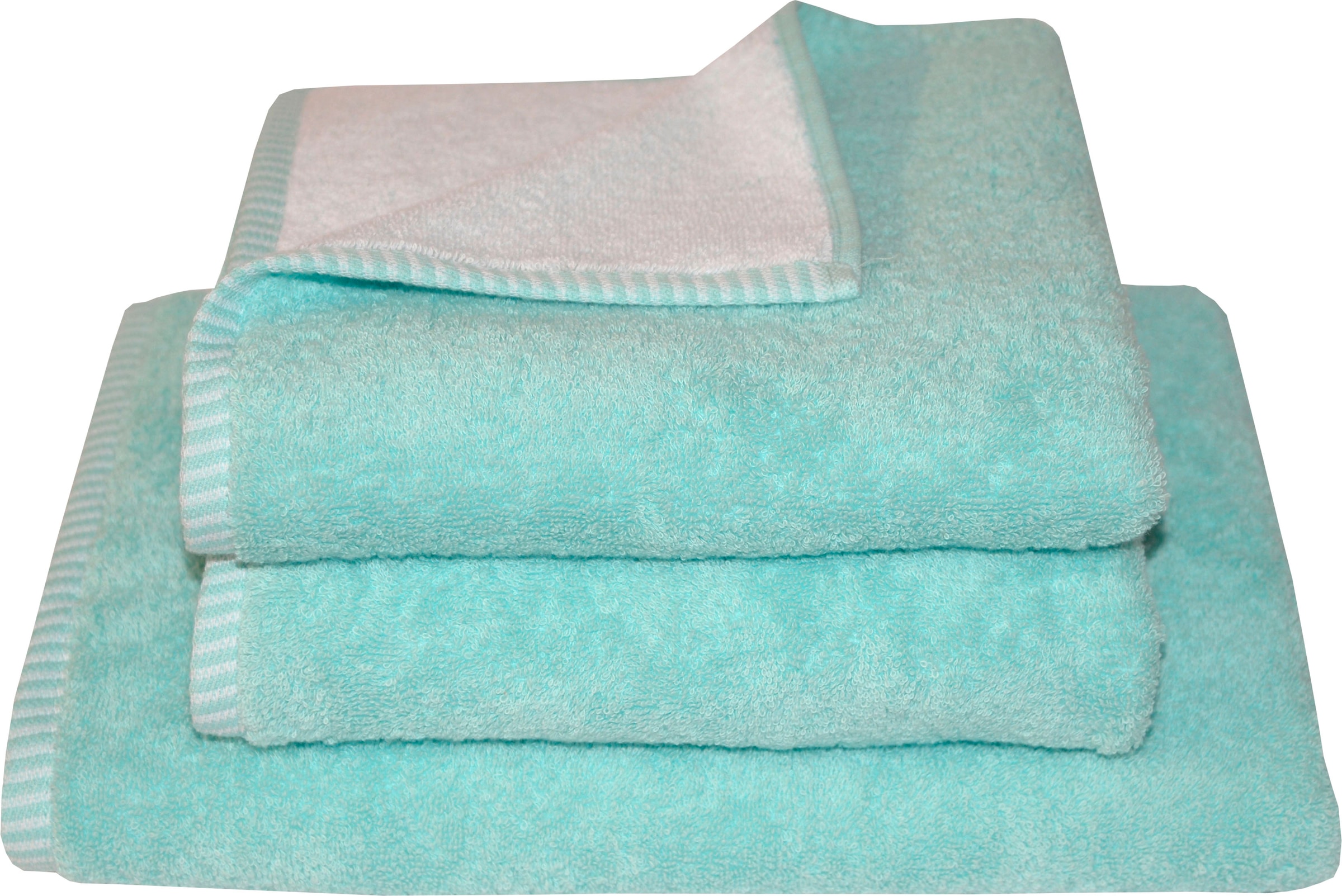 Dyckhoff Handtuch Set "Cool Mint Doubleface", (Set, 3 St., 2 Handtücher (50x100 cm)-1 Badetuch (70x140 cm)