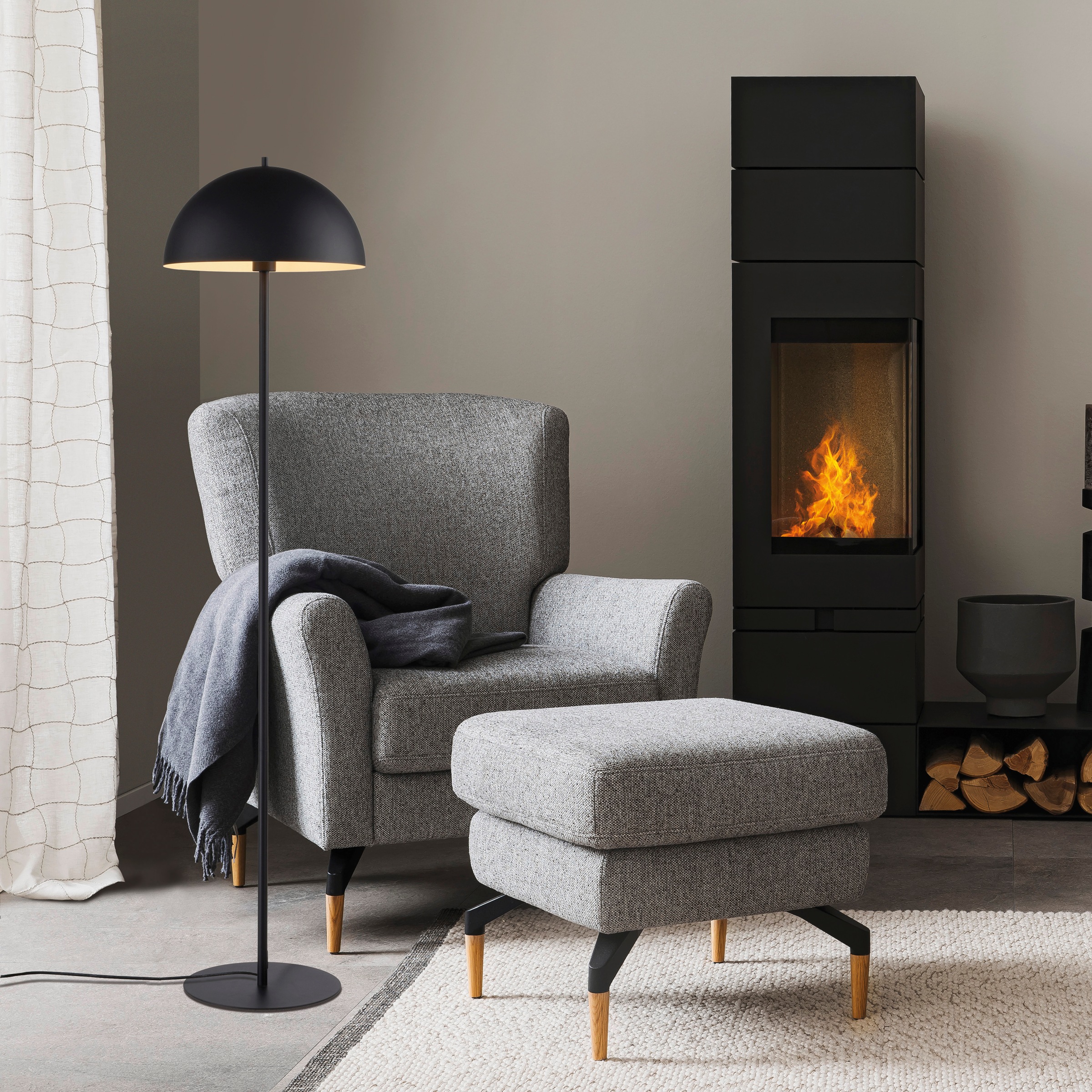 SCHÖNER WOHNEN-Kollektion LED Stehlampe »ALI« E27 1 Stk. SCHÖNER WOHNEN Kollektion, Fußschalter, Downlight