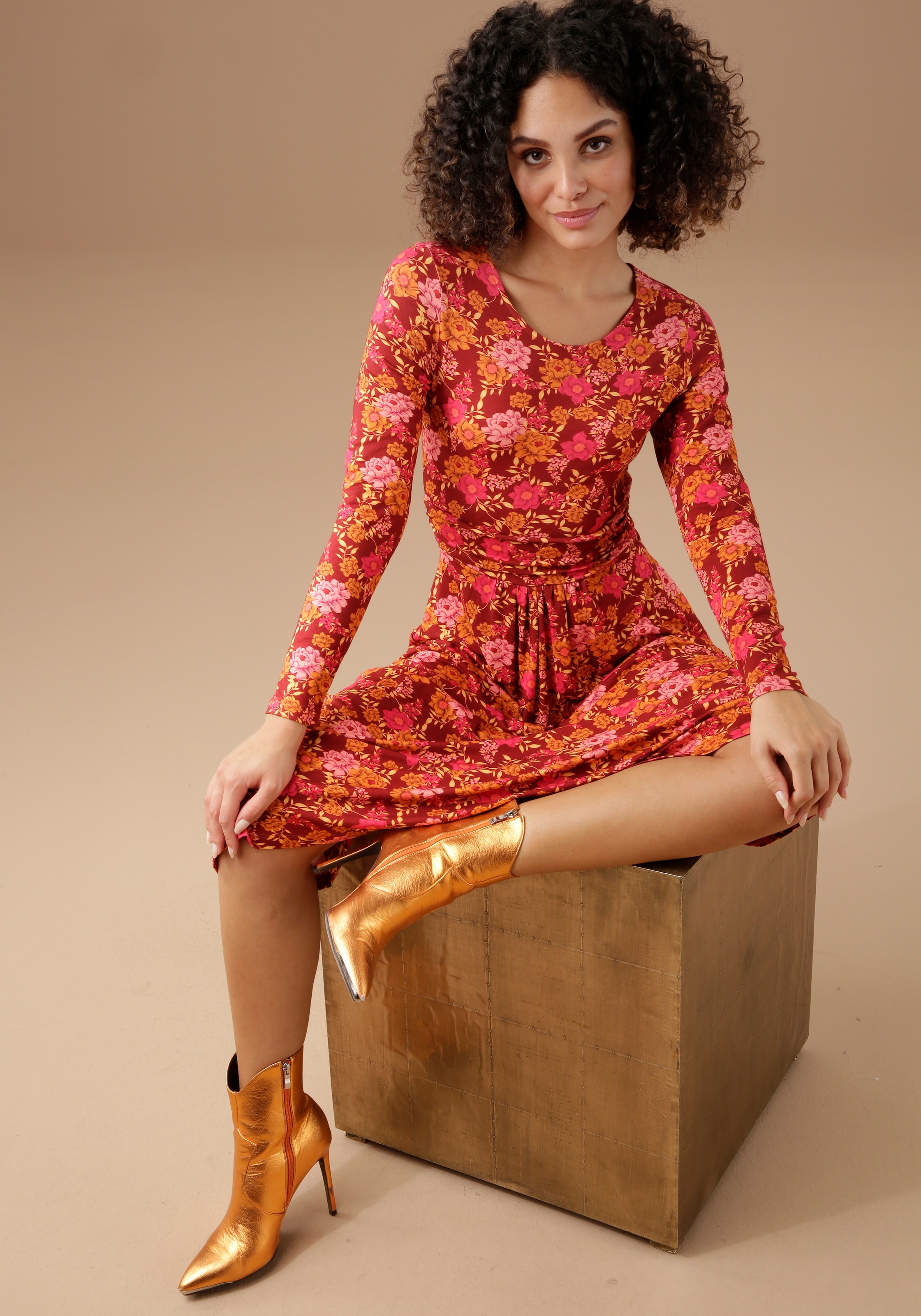 Aniston CASUAL Jerseykleid, online kaufen | BAUR mit romantischem Blumendruck