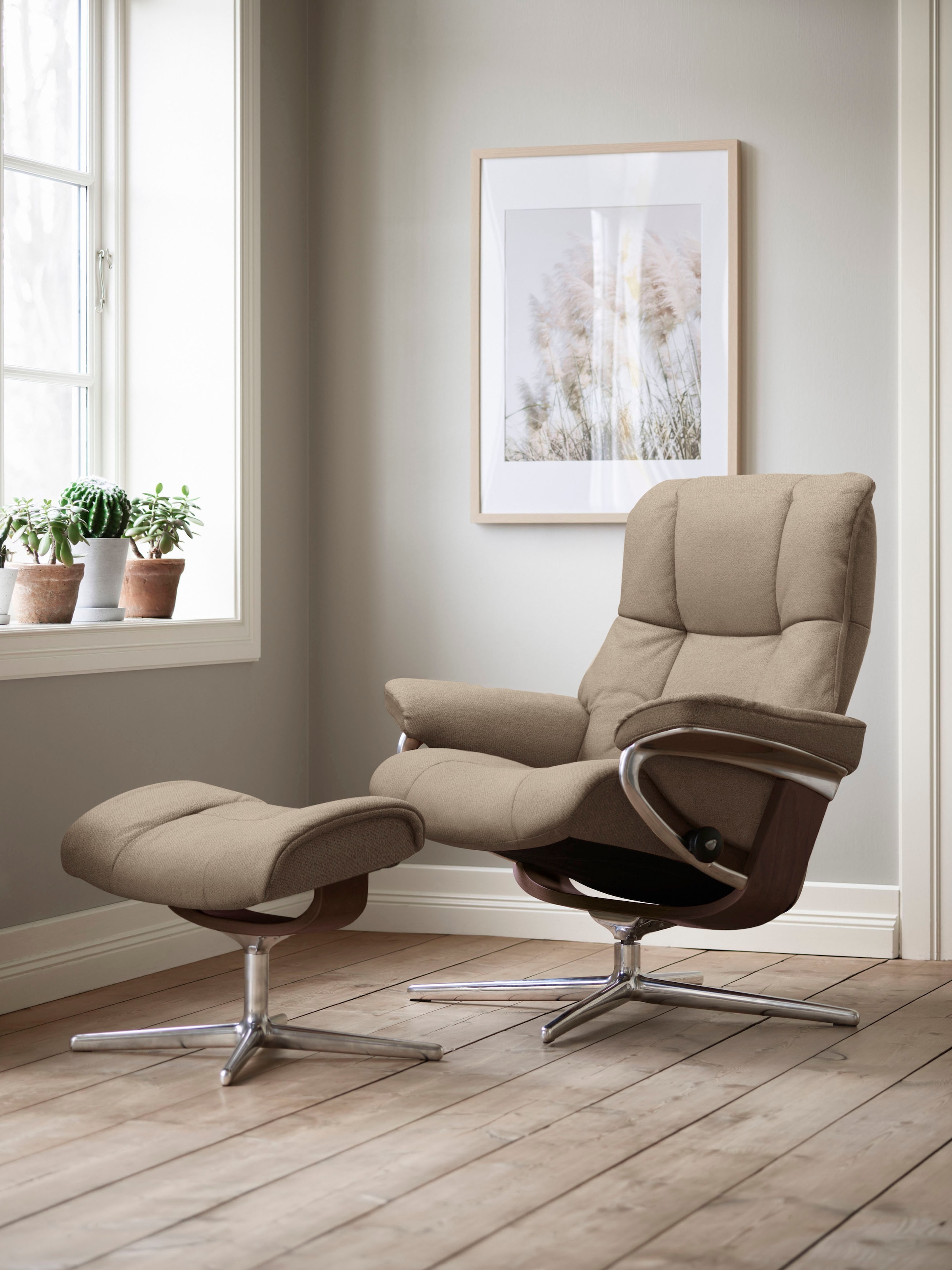 Stressless Fußhocker "Mayfair", mit Cross Base, Größe S, M & L, Holzakzent Braun