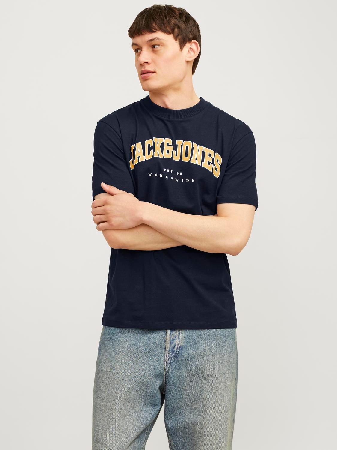 Jack & Jones Rundhalsshirt "JJECALEB VARSITY TEE SS O-NECK NOOS"