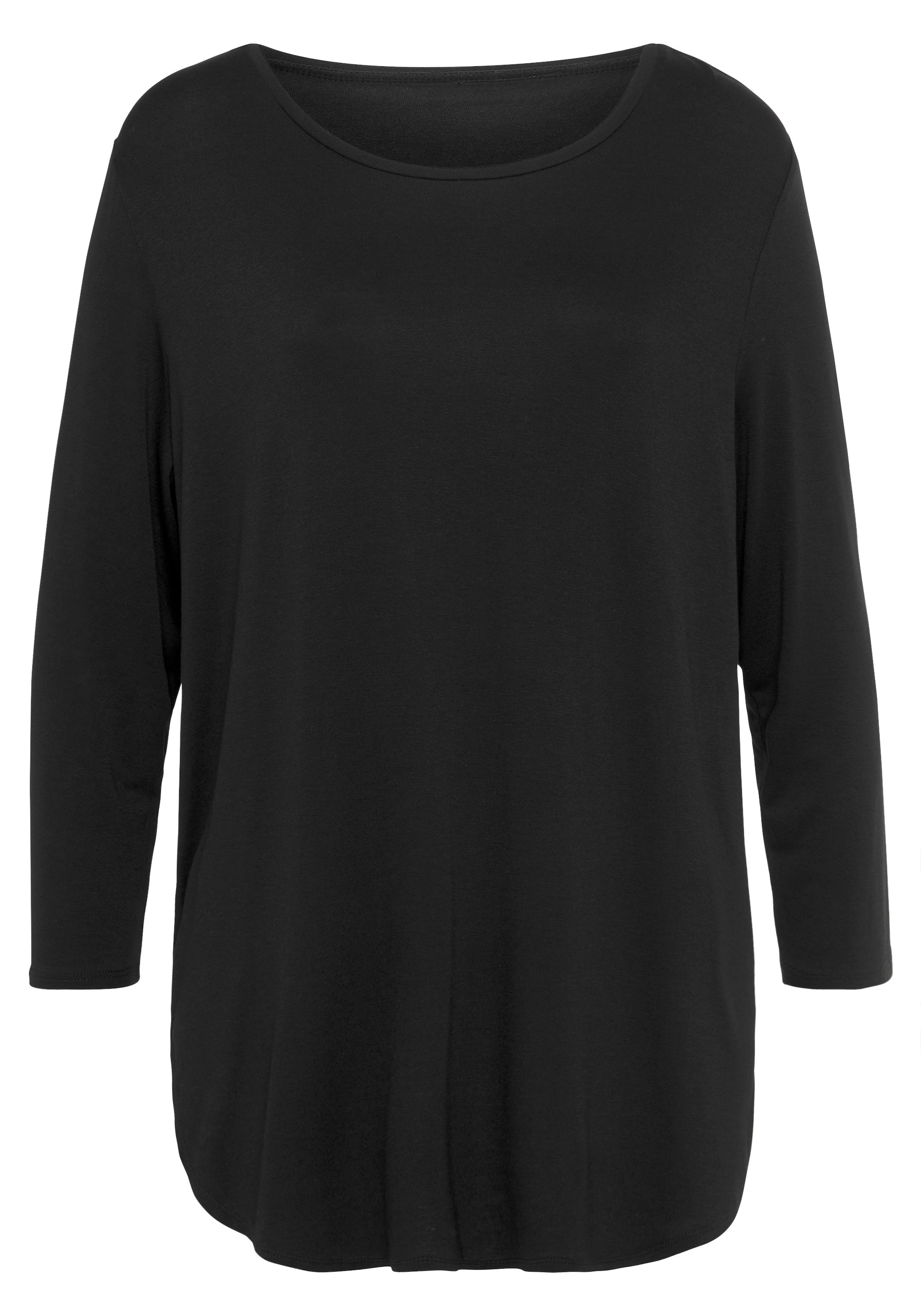 LASCANA 3/4-Arm-Shirt »mit modischem Schlitz am Rücken«, aus weichem Viskose-Stretch