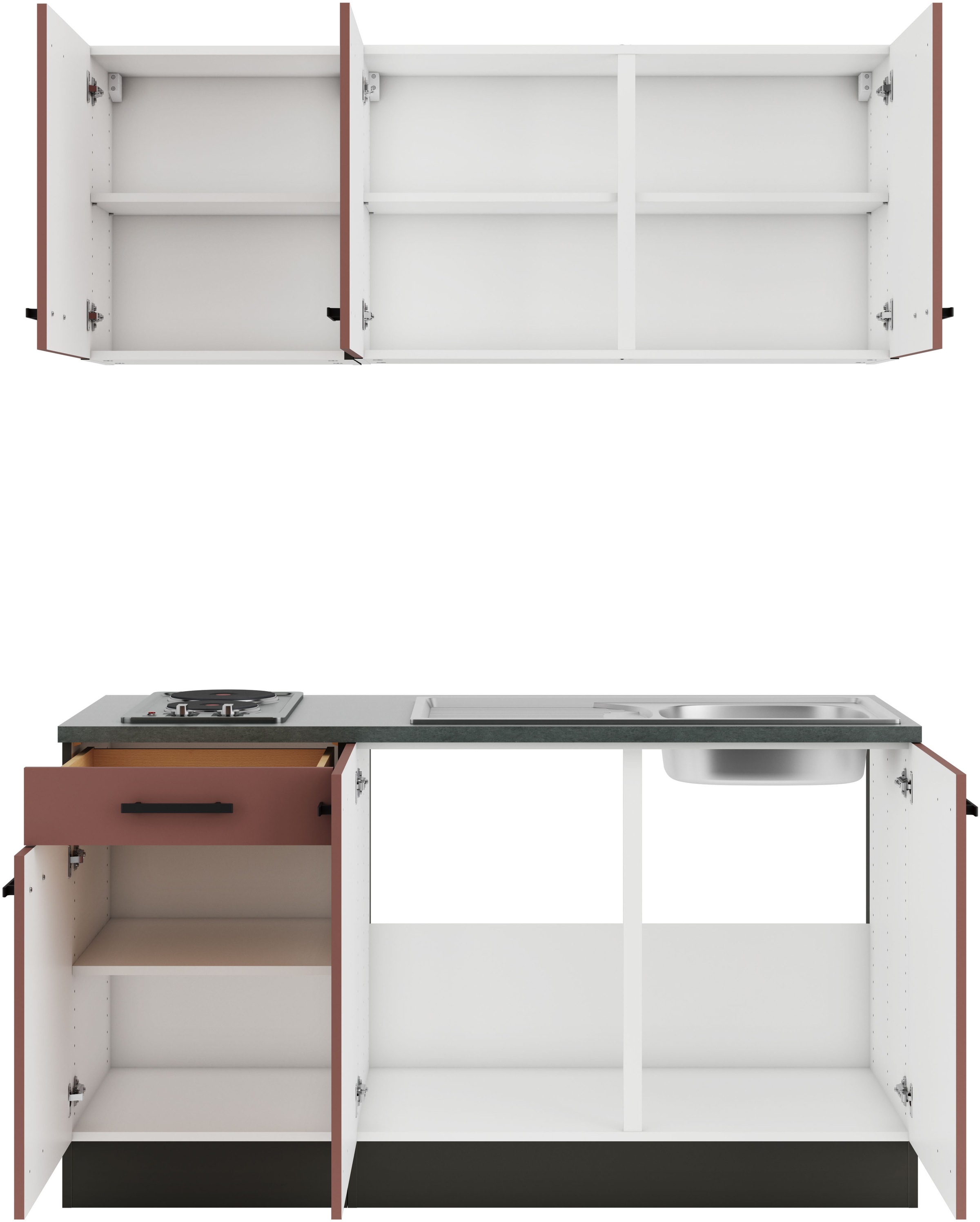 OPTIFIT Pantryküche »Palma« Breite 150 cm, wahlweise mit Unterbaukühlschrank oder Kochfeld
