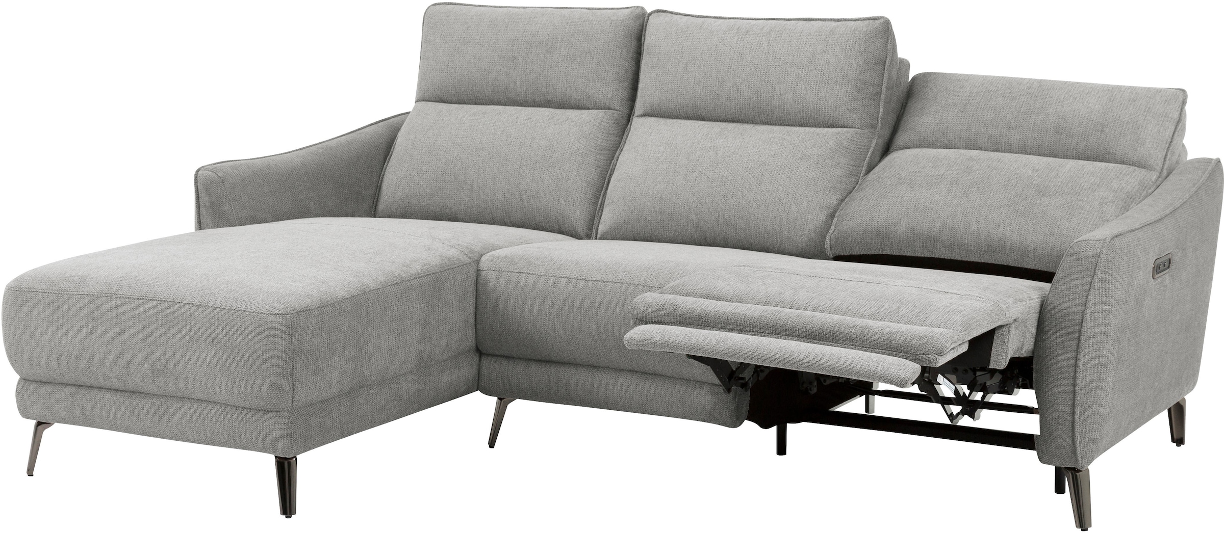 INOSIGN Ecksofa »TAYLER 3-Sitzer, L-Form (Breite 239cm), elektr. Relaxfunktion, USB A/C«, und Recamiere, Liegefunktion durch Recliner, Federkernpolsterung