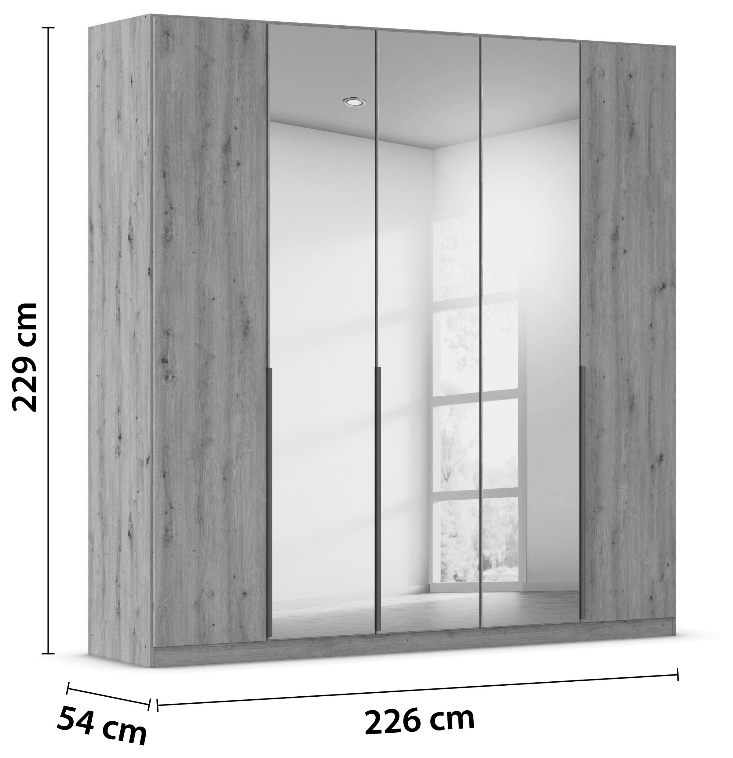 rauch Drehtürenschrank »Kleiderschrank Schrank Garderobe AGORDO mit Dekor- oder Hochglanzfront«, (in zwei Griff-Farben), durchdachte Innenausstattung, in 6 Breiten und 2 Höhen MADE IN GERMANY