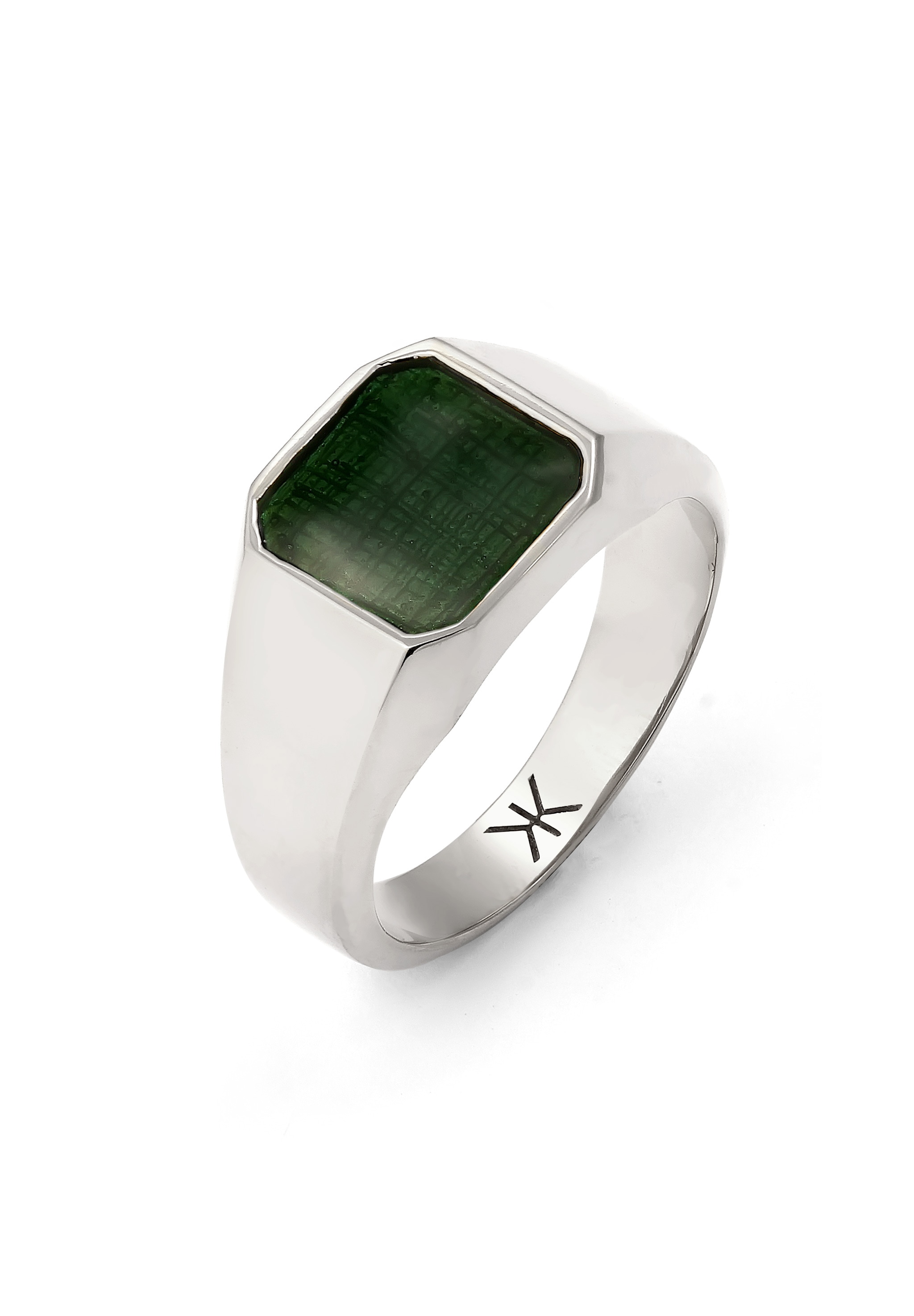 Kuzzoi Siegelring »Ring Siegelring Emaille Grün Basic 925 Silber«
