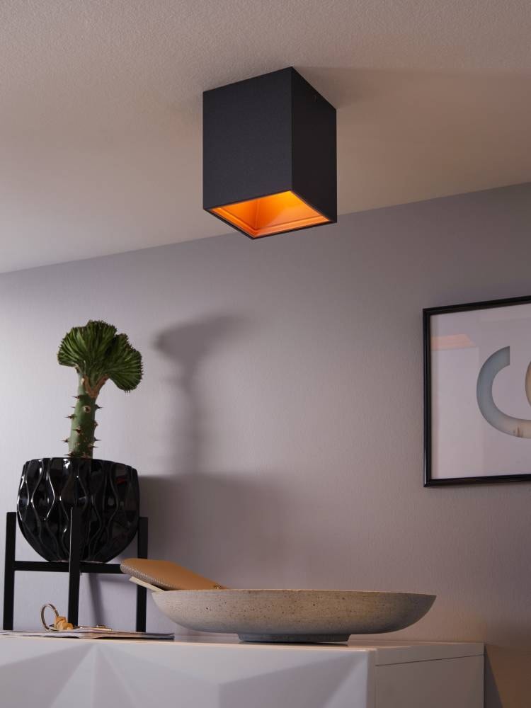 EGLO Deckenleuchte »POLASSO«, 1 flammig, Leuchtmittel LED-Modul | LED wechselbar, Deckenlampe, Aluminium, Kunststoff, Farbe: Schwarz, kupfer, L: 10x10cm