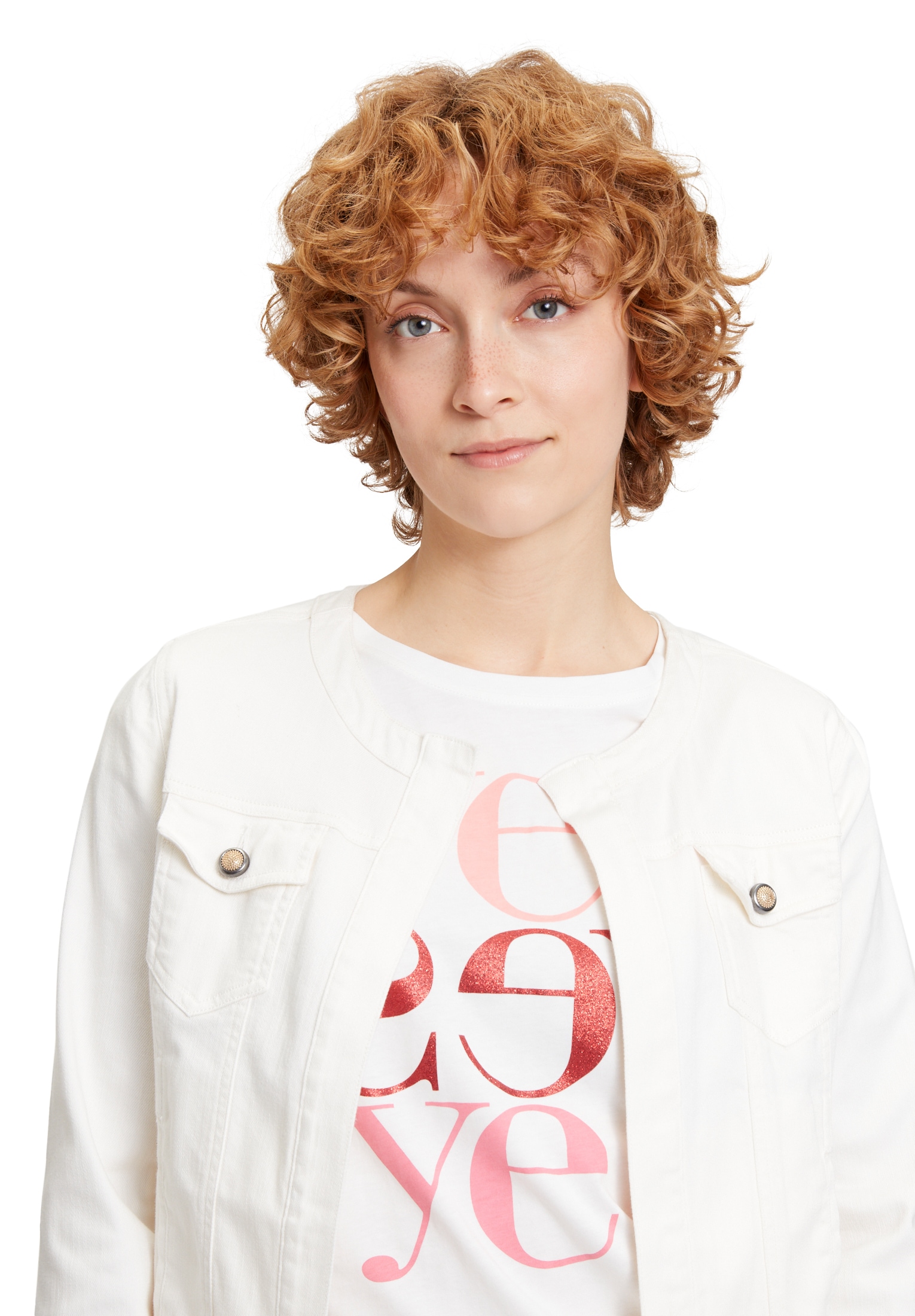 Cartoon Jackenblazer »Cartoon Damen Jeansjacke ohne Verschluss«, Aufgesteppte Bänder