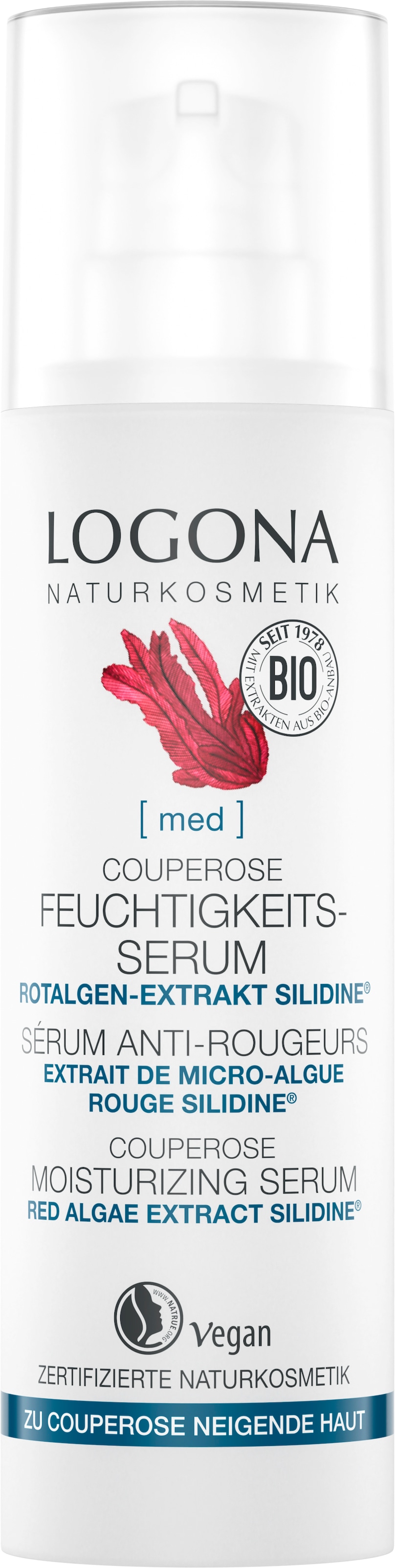 LOGONA Gesichtsserum »med Couperose Feuchtigkeits-Serum Tag & Nacht, 30 ml« Gesichtsserum, für anspruchsvolle Haut und alle Hauttypen, vegan