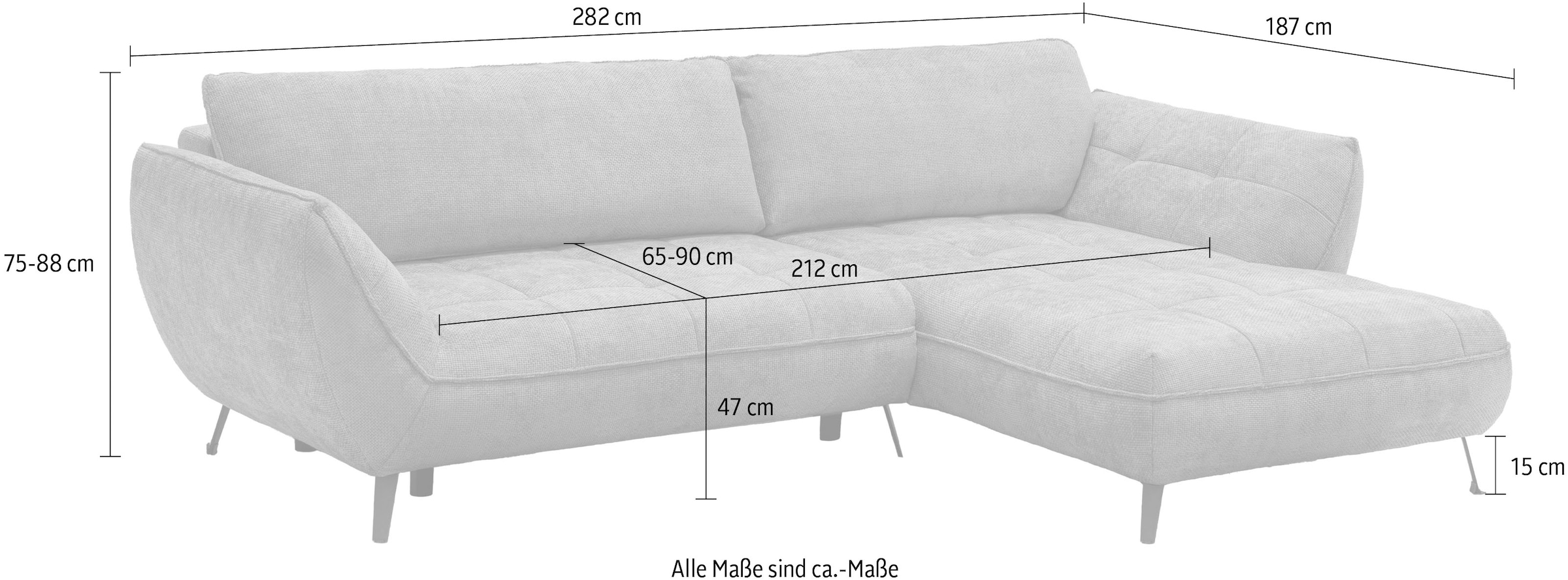 exxpo - sofa fashion Ecksofa »Samoa, bequem und modern, mit Easy-Lift-Bettfunktion, L-Form«, Ecksofa Samoa, inkl. Bettfunktion, Bettkasten und Rückenkissen