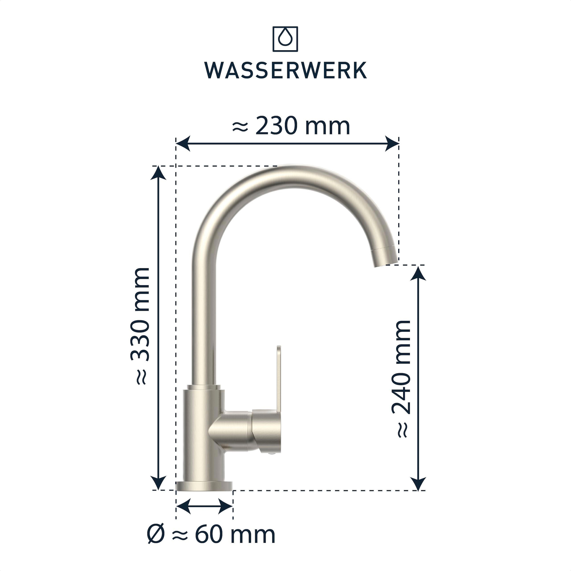 WASSERWERK Spültischarmatur »WK 5, Wasserhahn, Küche, Einhebelmischer«, 360° schwenkbar, Cold-Start-Funkt., geräuscharm