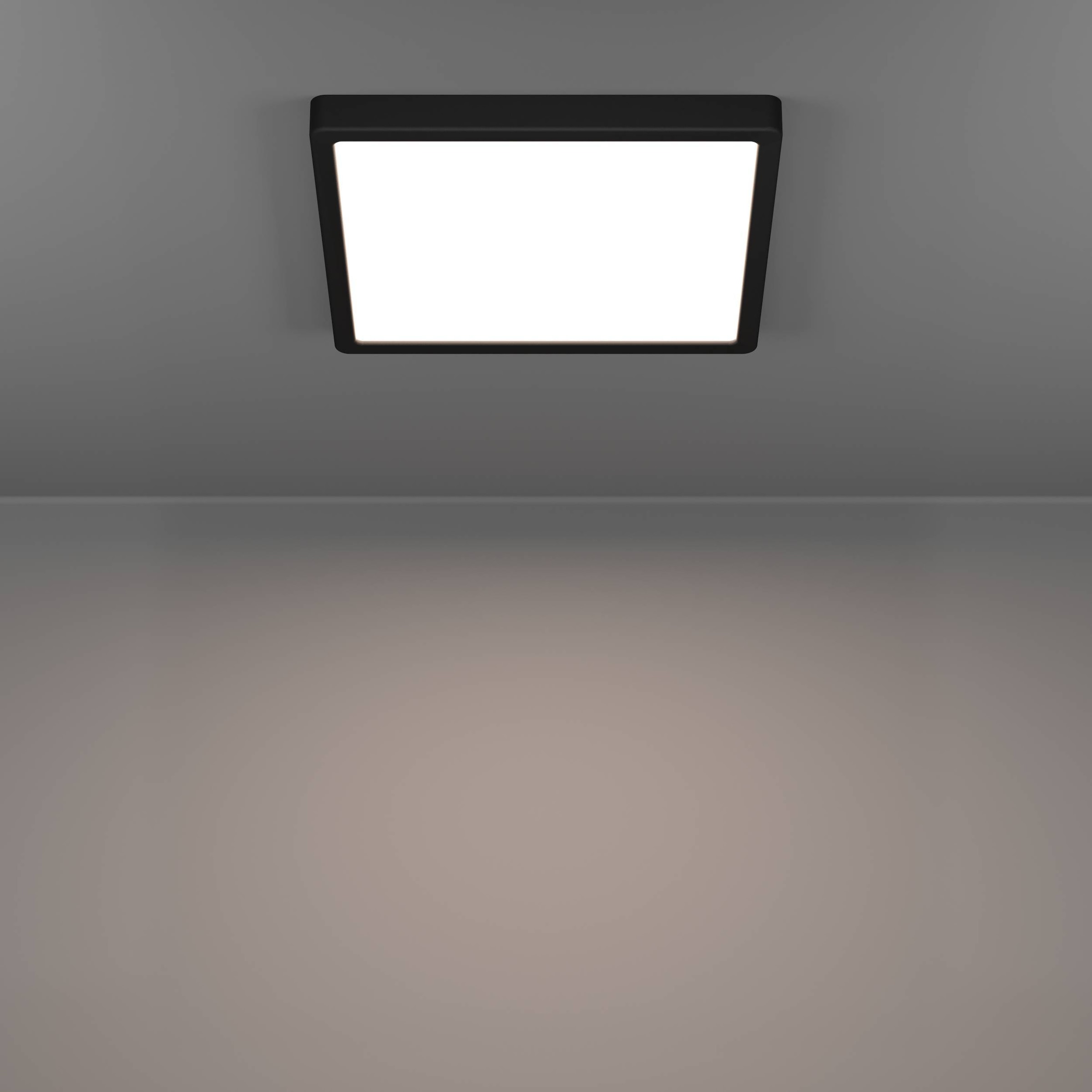 EGLO Aufbauleuchte »Fueva 6 Deckenlampe, Badlampe Decke, Kunststoff, IP44, Aufbaulampe« LED-Modul 1 Stk. Kaltweiß | Neutralweiß | Warmweiß Aufbauleuchte - L29 x B29 x H2,5 cm - schwarz - 13W inkl.