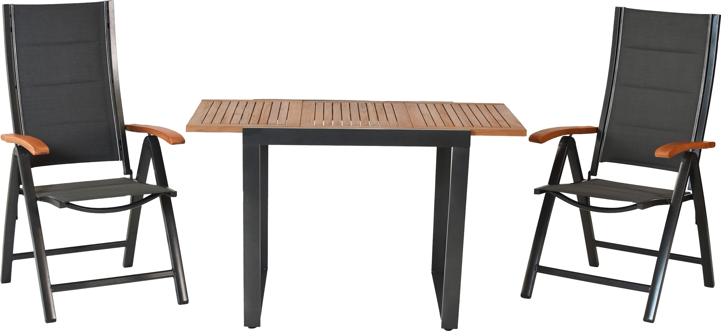 Balkonset MERXX, B:58cm H:110,5cm T:74cmgraphit, grau, graphit, Aluminium, FSC-zertifiziertes teilmassives Holz, Polyester, Sitzmöbel-Sets, "Paxos",