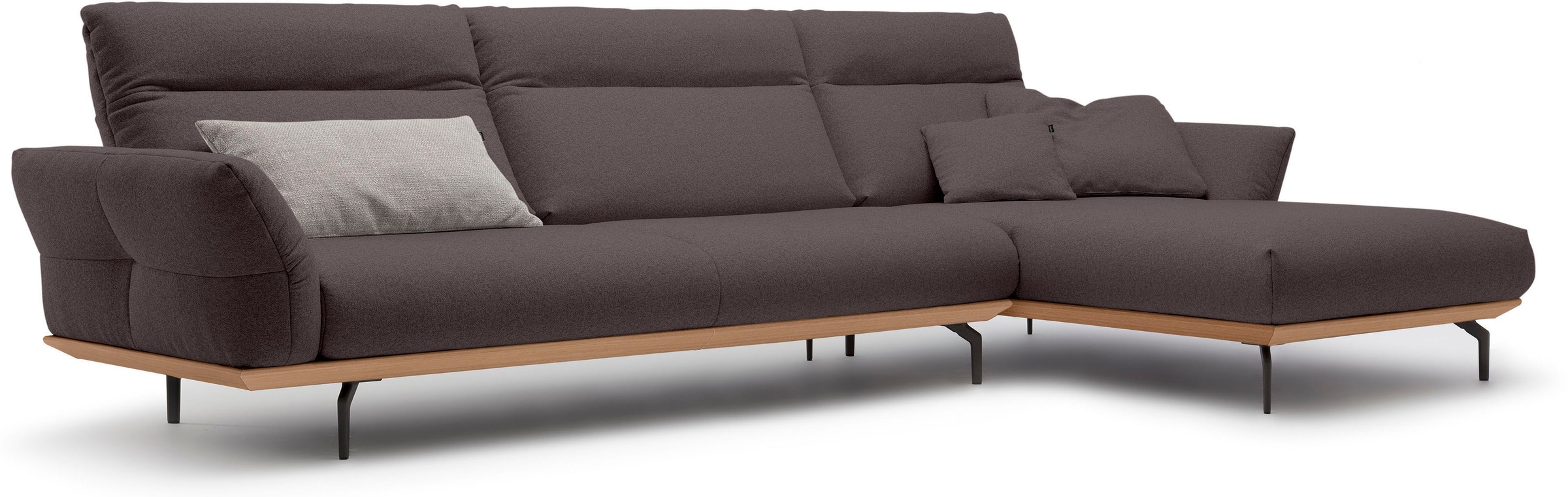 Creation BY ROLF BENZ Ecksofa »CR.460«, Sockel in Eiche, Winkelfüße in Umbragrau, Breite 338 cm