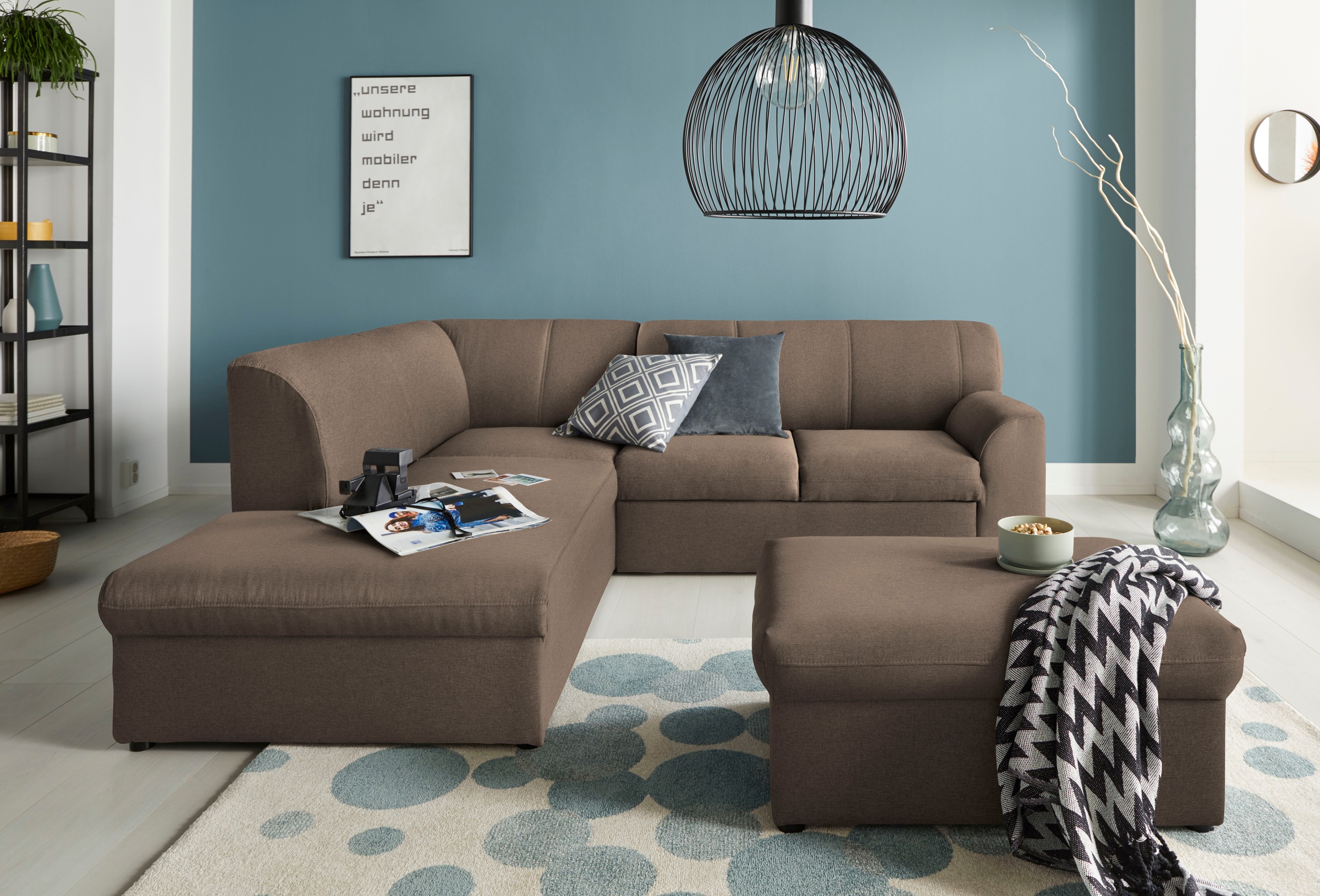 DOMO collection Hocker »Topper«, mit Wellenunterfederung, auf Kunststoffgleitern
