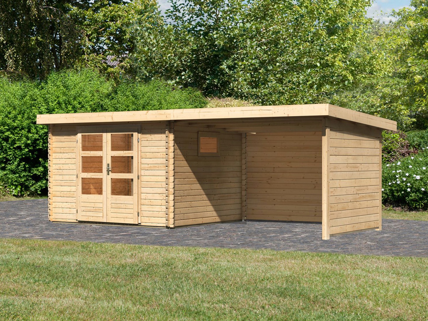 WOODFeeling Gartenhaus "Trittau 3" mit Anbaudach