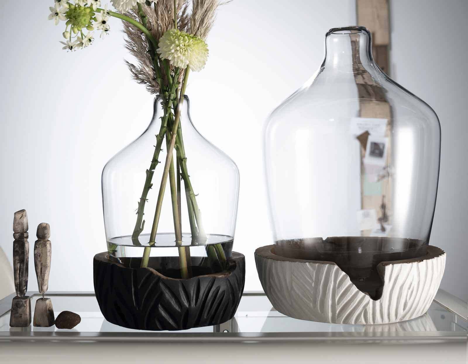 LEONARDO Dekovase »Vase mit Holz-Sockel Casolare ¿ 43 cm weiß«